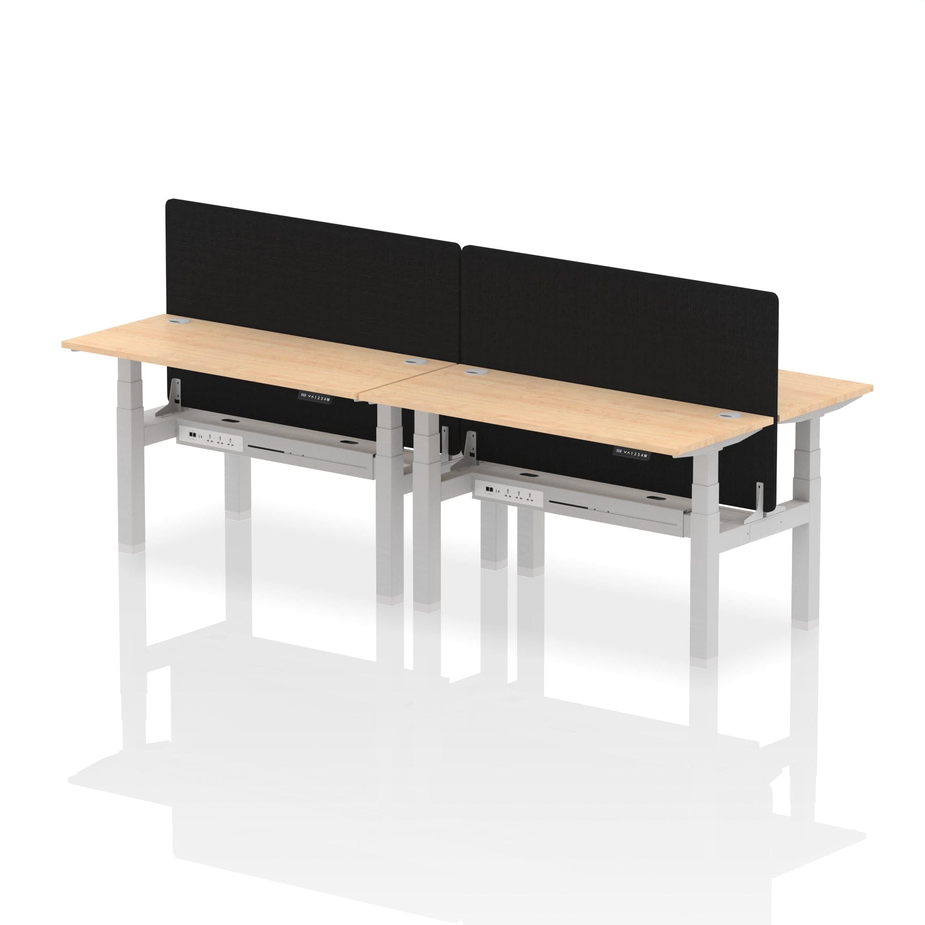 Air Back-to-Back Slimline Height Adjustable Bench Desk - 4 Person with Black Straight Screen - Image 26