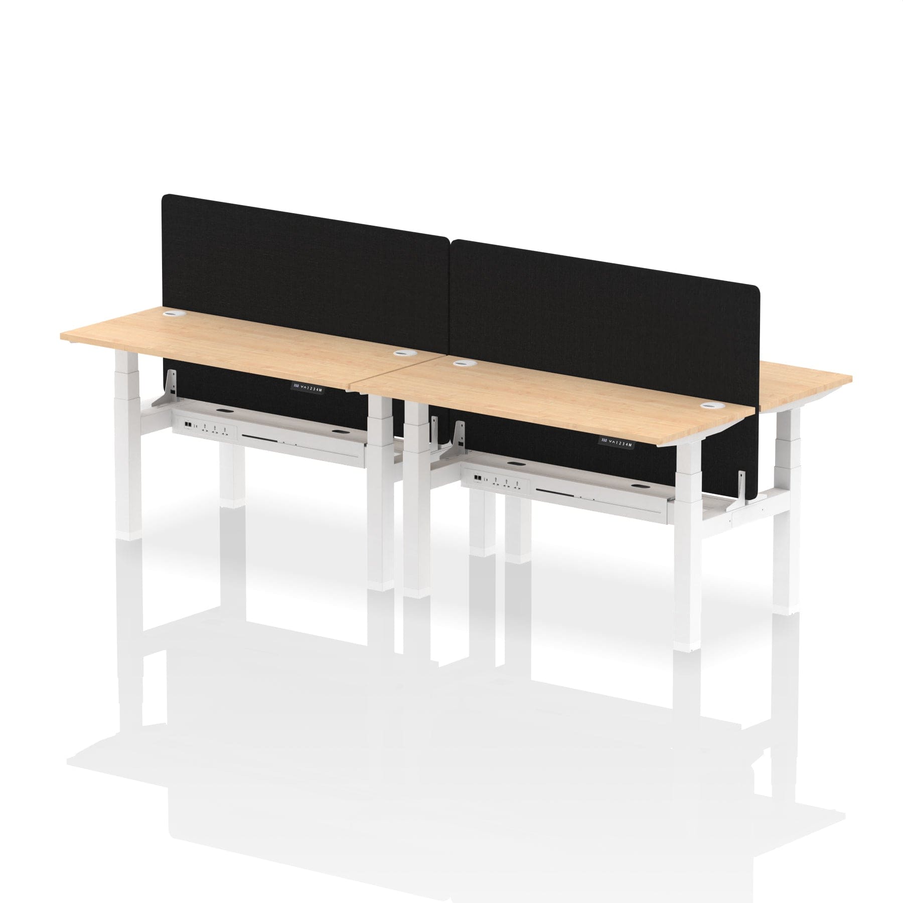 Air Back-to-Back Slimline Height Adjustable Bench Desk - 4 Person with Black Straight Screen - Image 27