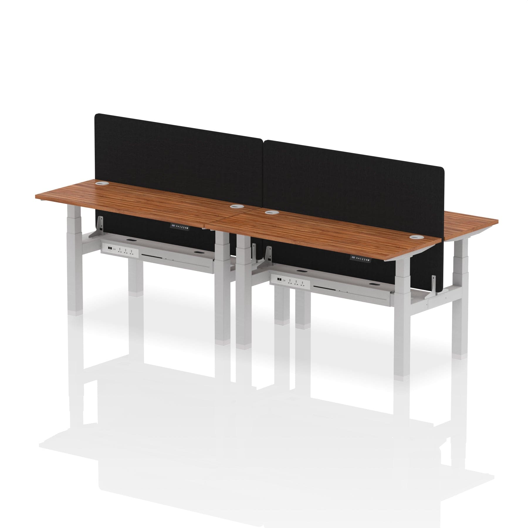 Air Back-to-Back Slimline Height Adjustable Bench Desk - 4 Person with Black Straight Screen - Image 32