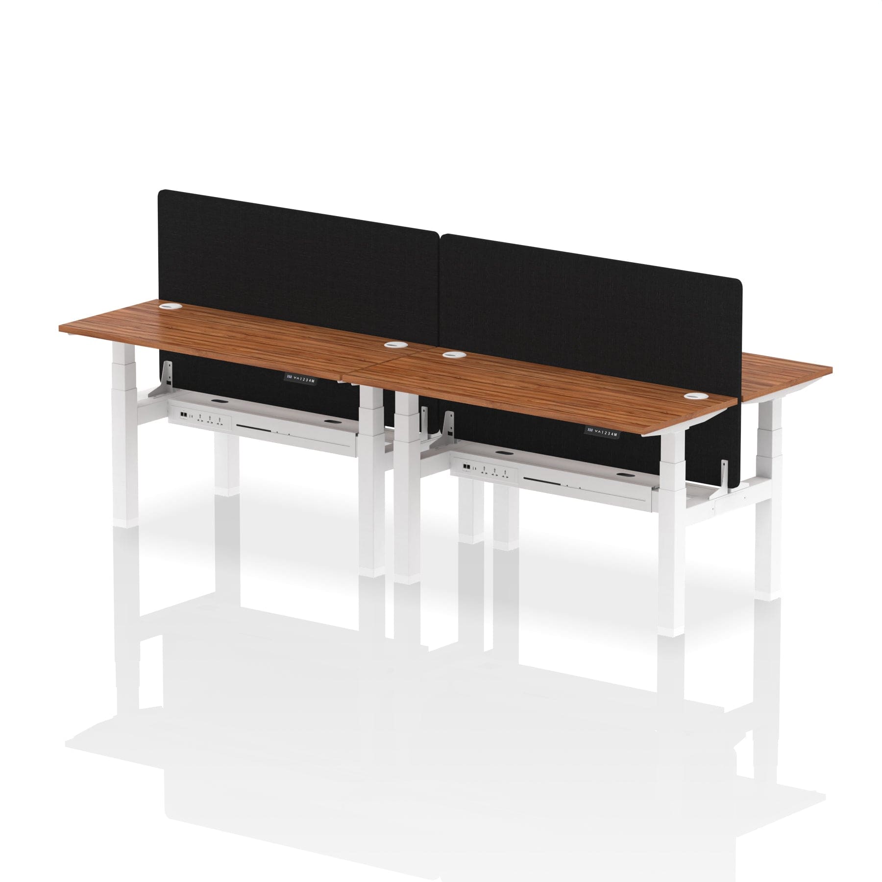 Air Back-to-Back Slimline Height Adjustable Bench Desk - 4 Person with Black Straight Screen - Image 33