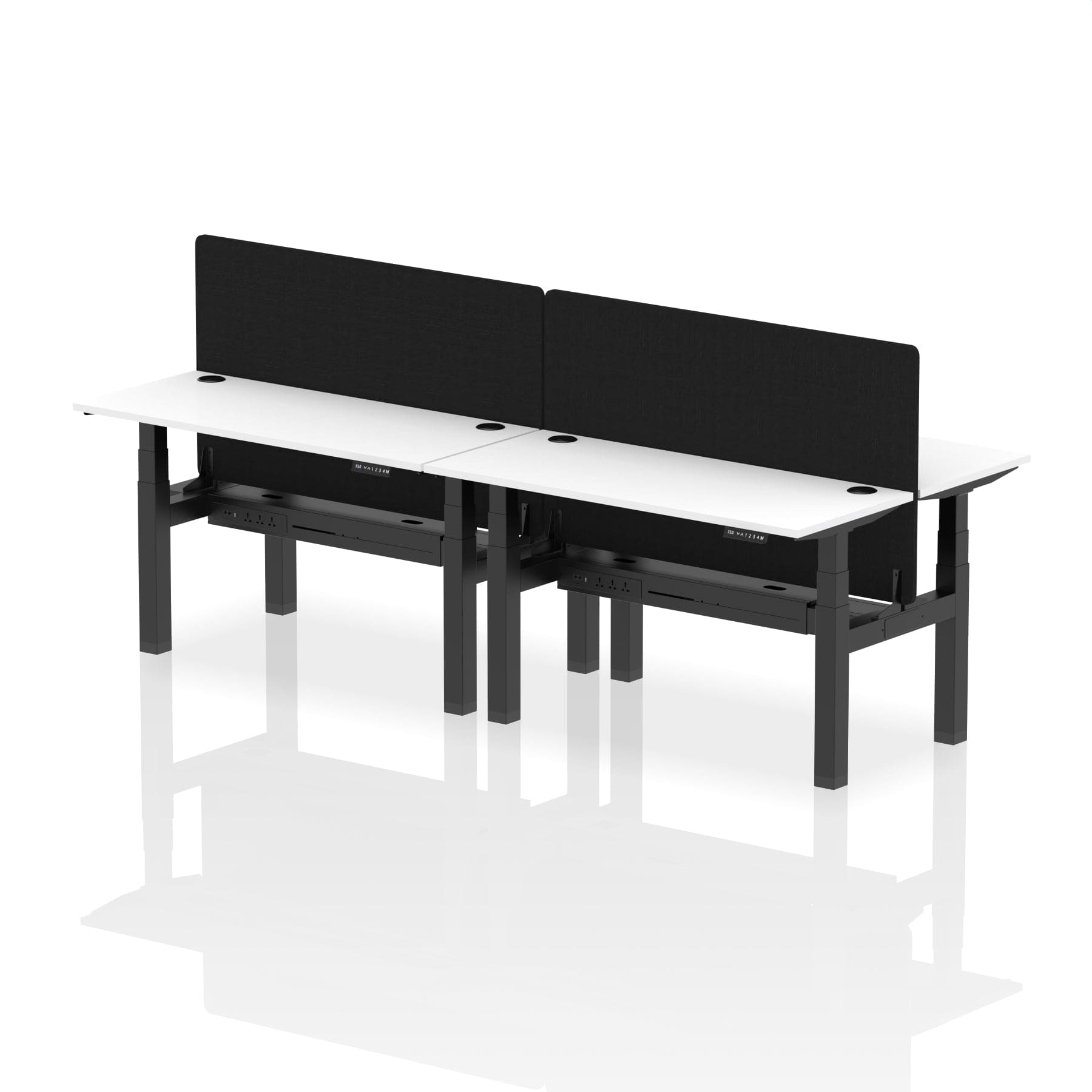 Air Back-to-Back Slimline Height Adjustable Bench Desk - 4 Person with Black Straight Screen - Image 34