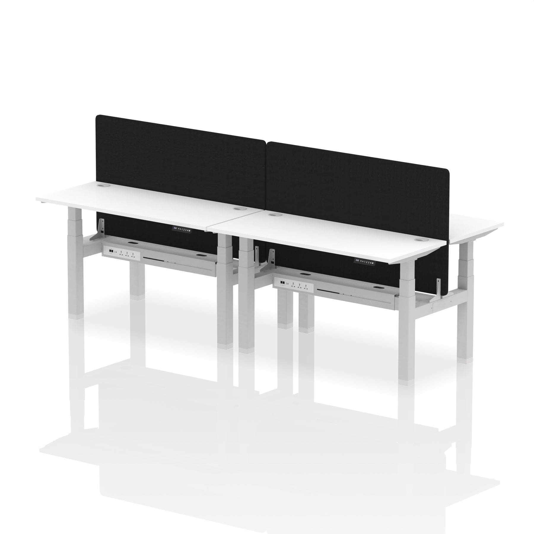 Air Back-to-Back Slimline Height Adjustable Bench Desk - 4 Person with Black Straight Screen - Image 35