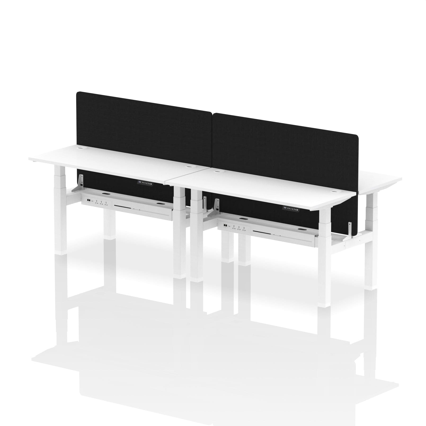 Air Back-to-Back Slimline Height Adjustable Bench Desk - 4 Person with Black Straight Screen - Image 36