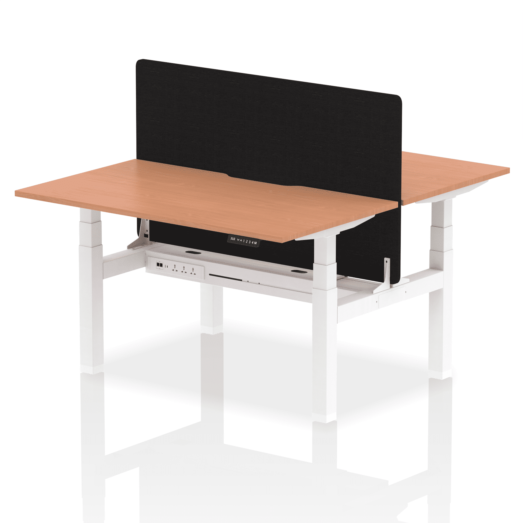 Air Back-to-Back Scalloped Edge Height Adjustable Bench Desk - 2 Person with Black Straight Screen - Image 21