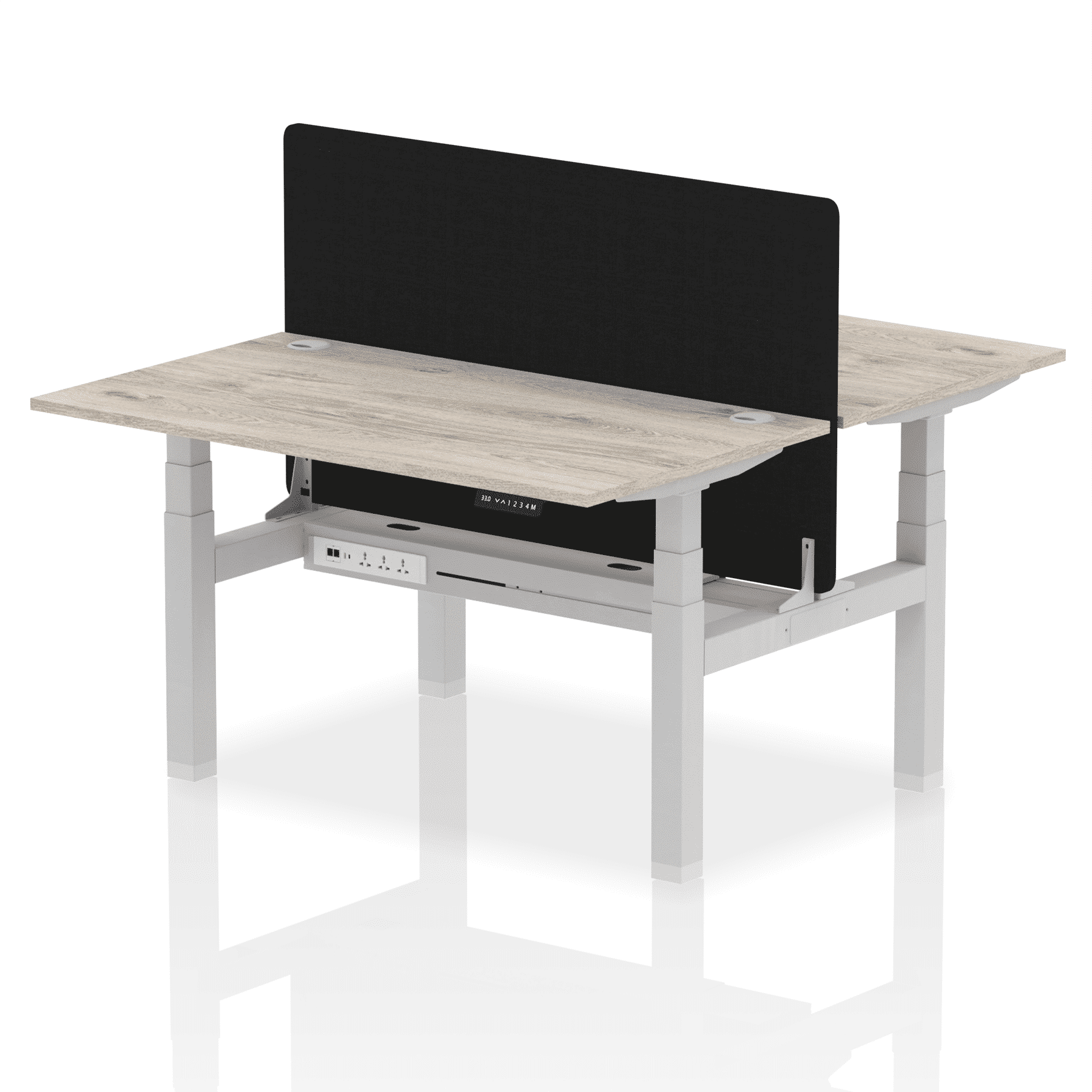 Air Back-to-Back Height Adjustable Bench Desk - 2 Person with Black Straight Screen - Image 23