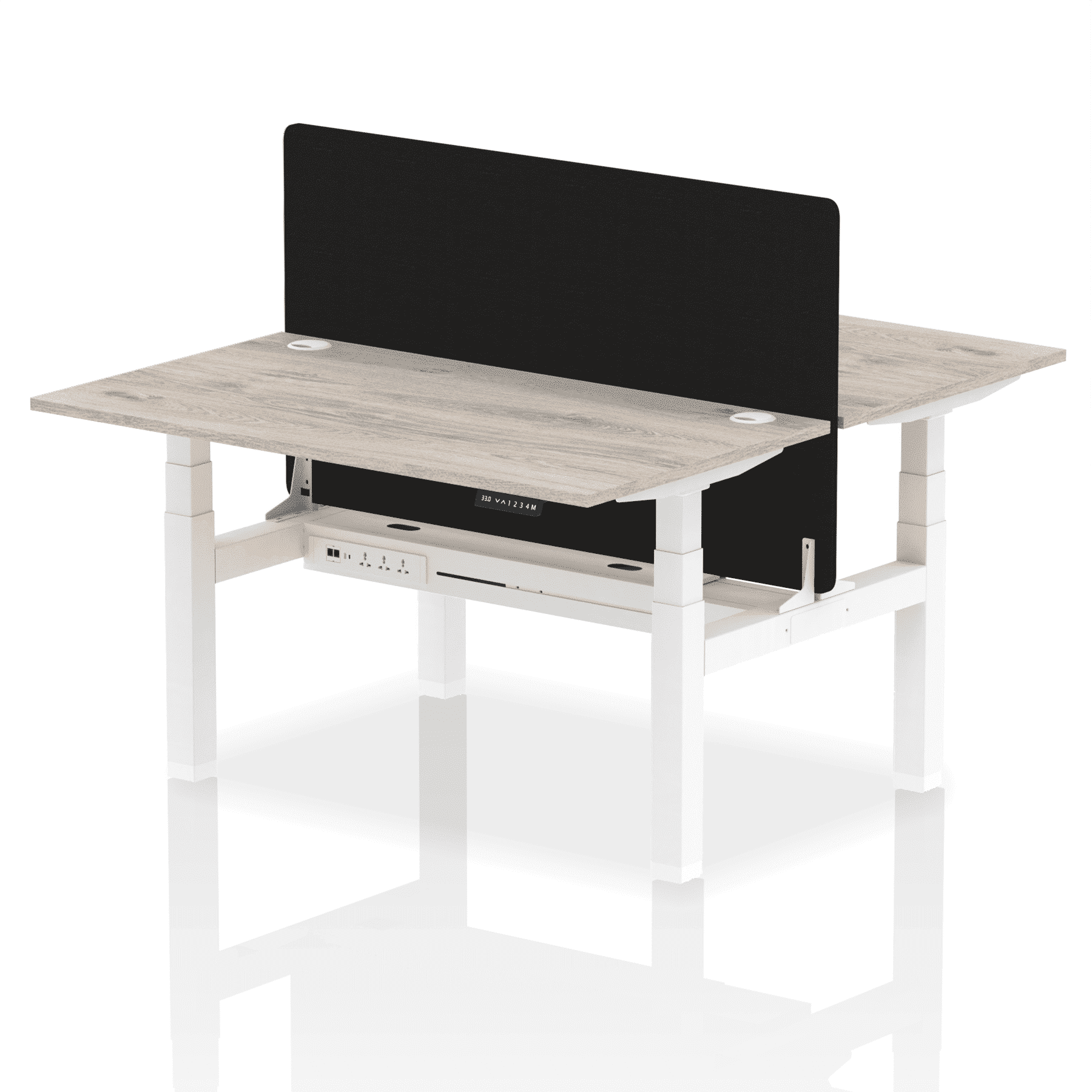 Air Back-to-Back Height Adjustable Bench Desk - 2 Person with Black Straight Screen - Image 24