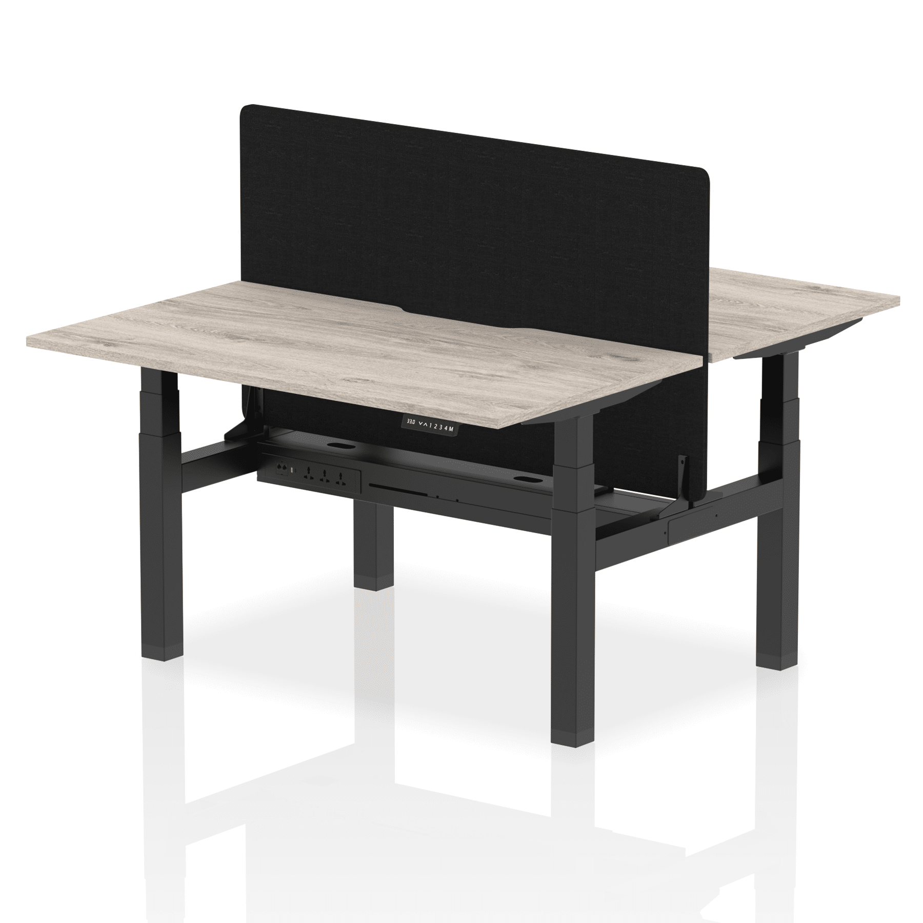 Air Back-to-Back Scalloped Edge Height Adjustable Bench Desk - 2 Person with Black Straight Screen - Image 22