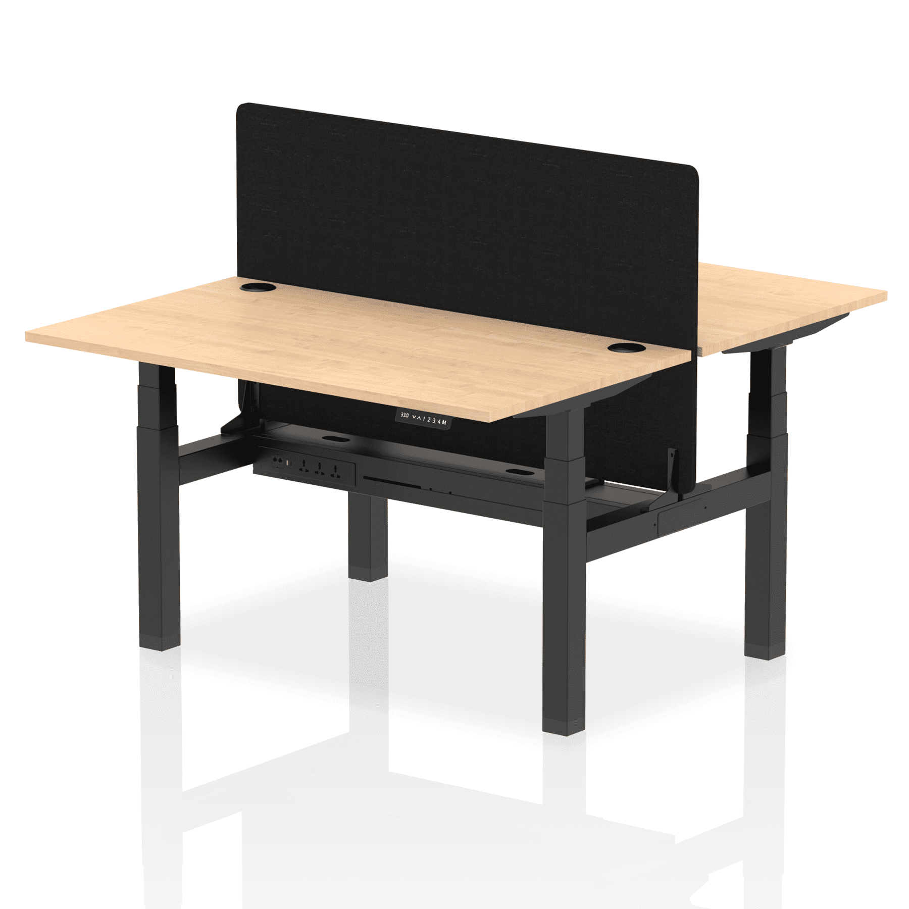 Air Back-to-Back Height Adjustable Bench Desk - 2 Person with Black Straight Screen - Image 25