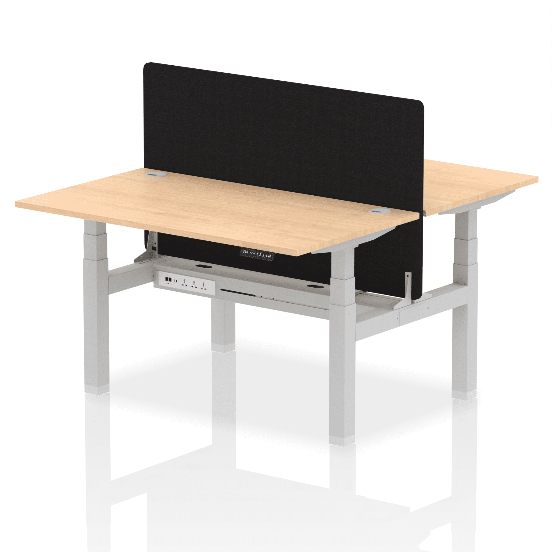 Air Back-to-Back Height Adjustable Bench Desk - 2 Person with Black Straight Screen - Image 26