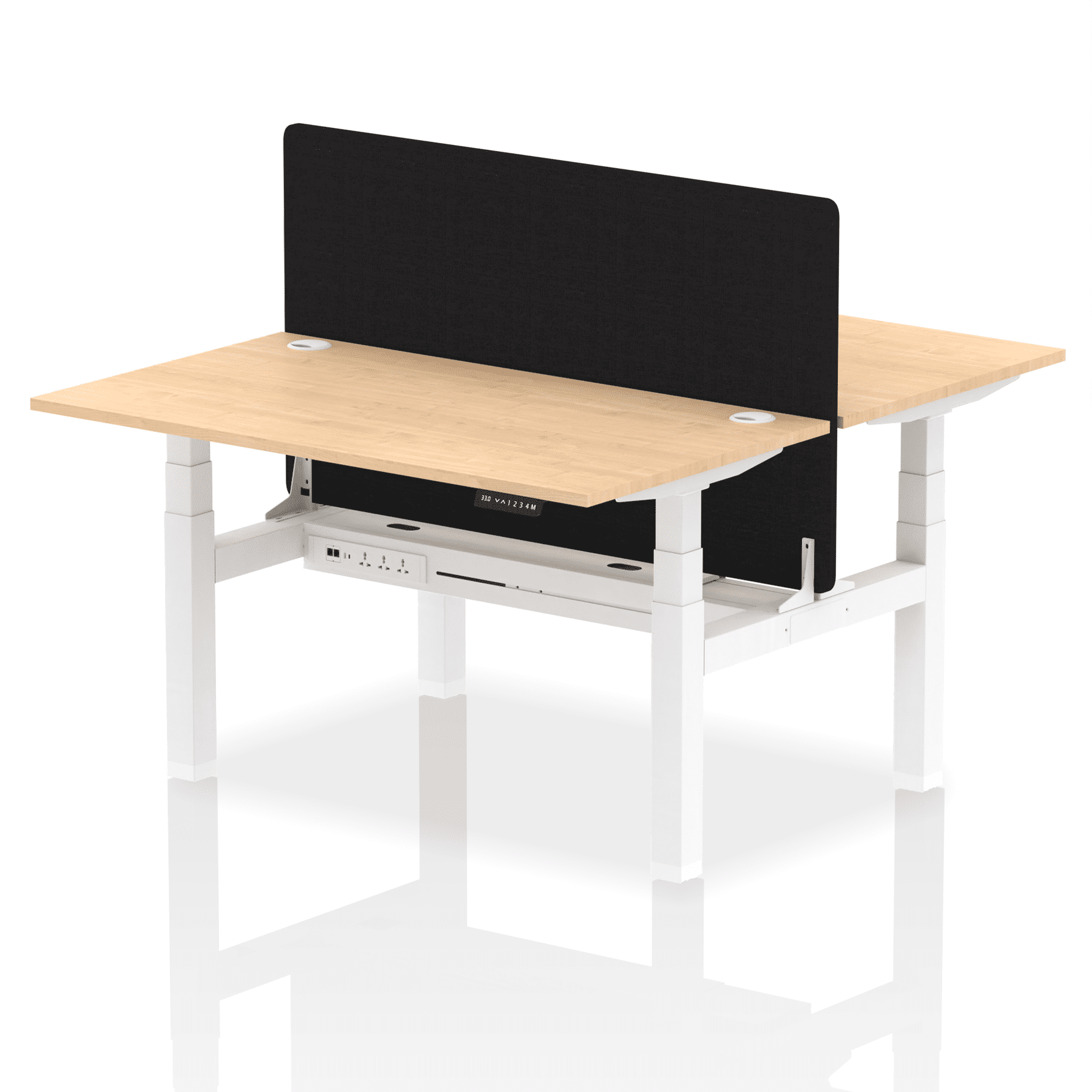 Air Back-to-Back Height Adjustable Bench Desk - 2 Person with Black Straight Screen - Image 27