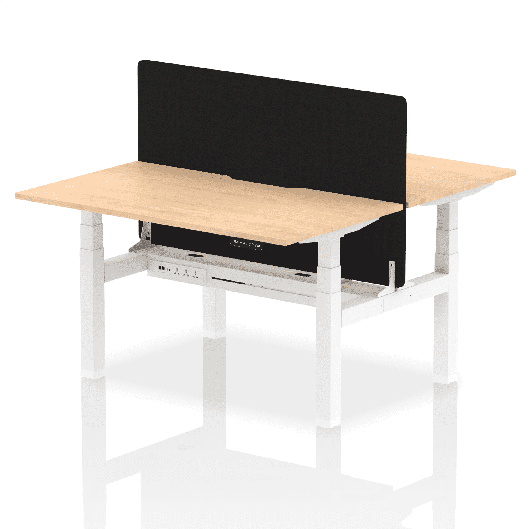 Air Back-to-Back Scalloped Edge Height Adjustable Bench Desk - 2 Person with Black Straight Screen - Image 27