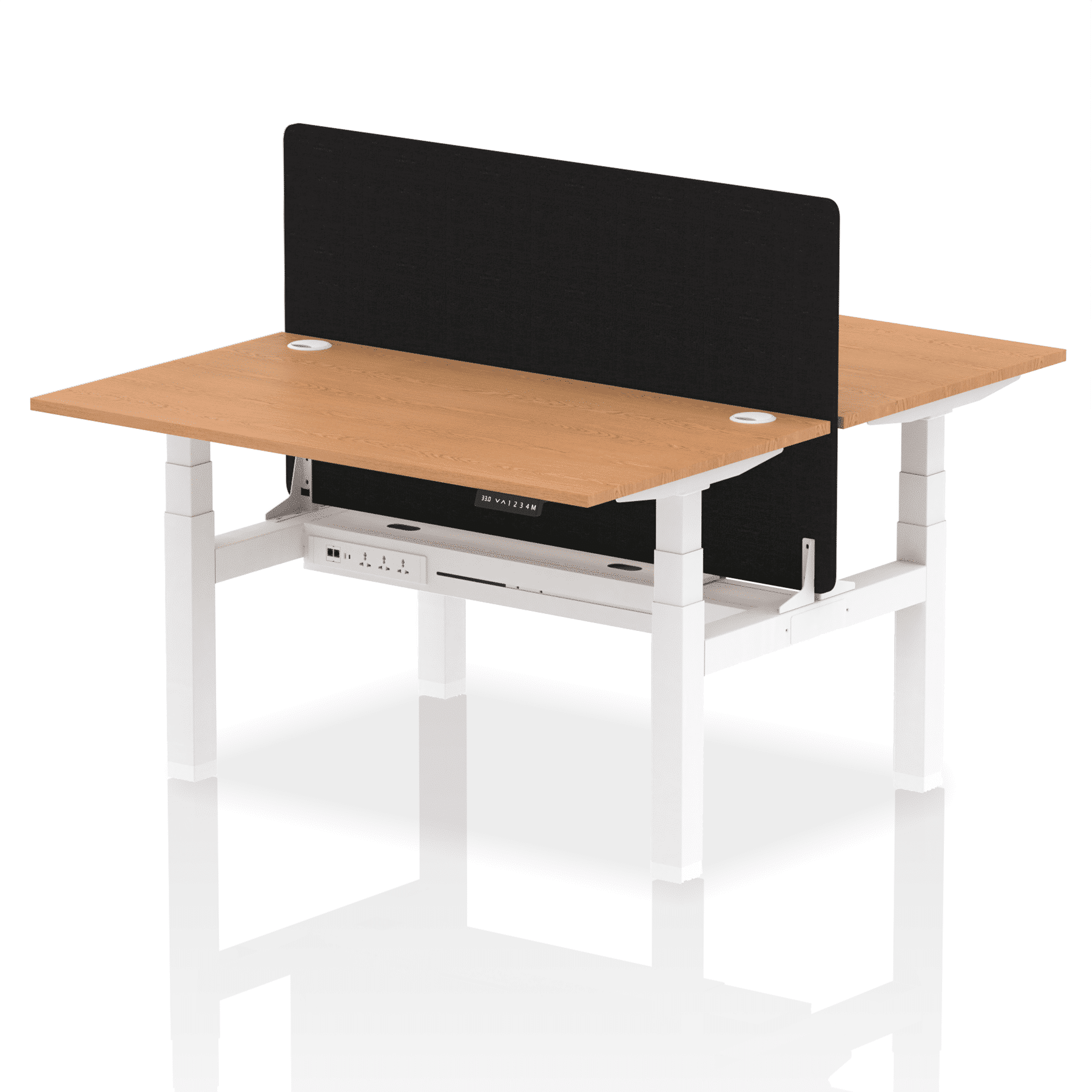 Air Back-to-Back Height Adjustable Bench Desk - 2 Person with Black Straight Screen - Image 30