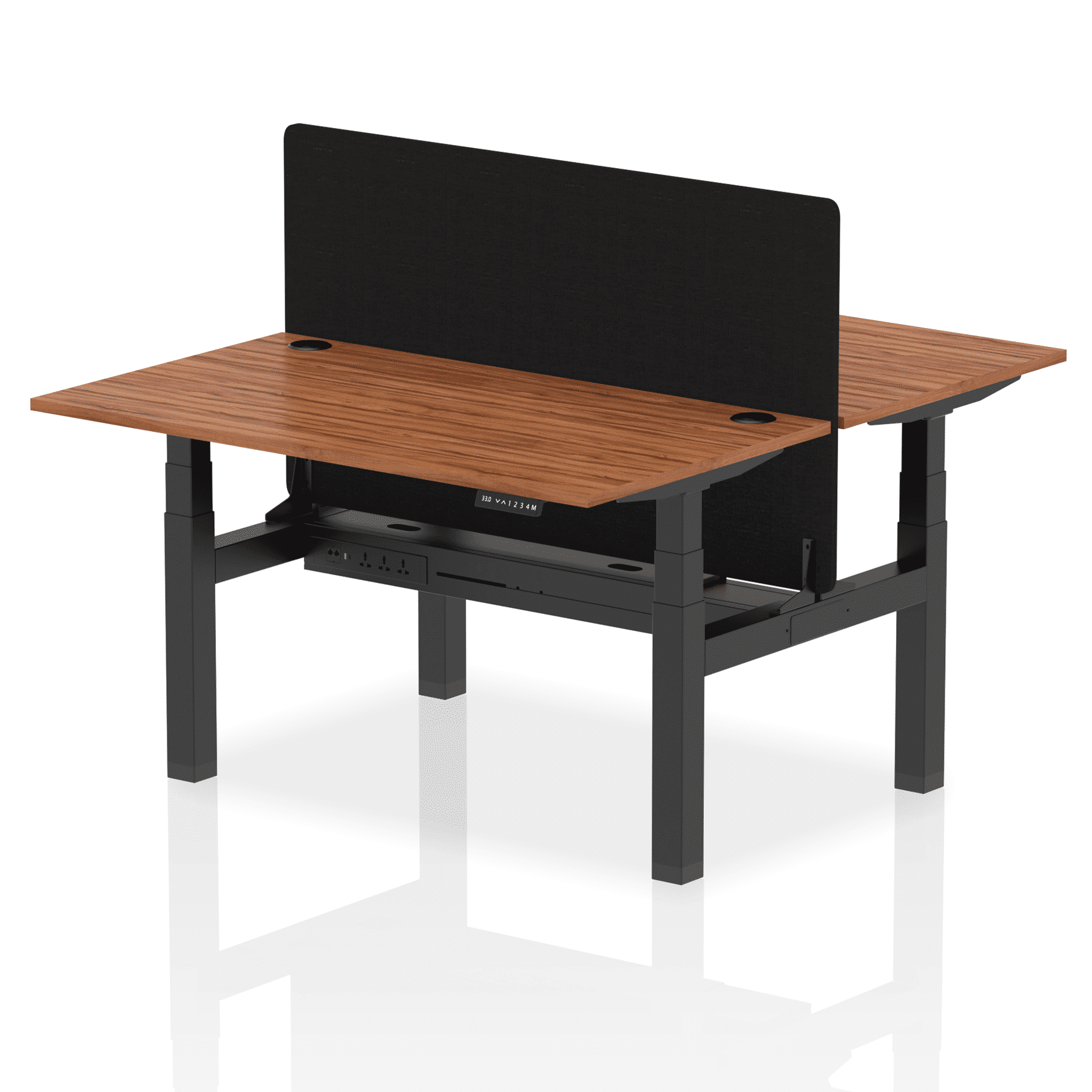 Air Back-to-Back Height Adjustable Bench Desk - 2 Person with Black Straight Screen - Image 31