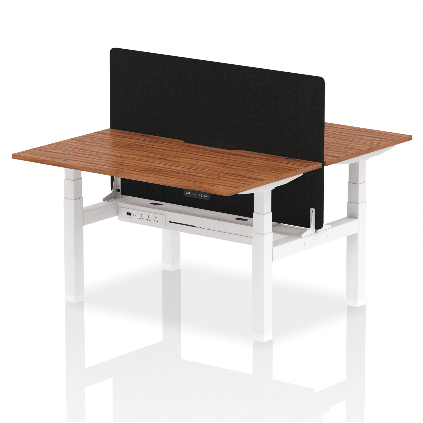 Air Back-to-Back Scalloped Edge Height Adjustable Bench Desk - 2 Person with Black Straight Screen - Image 33