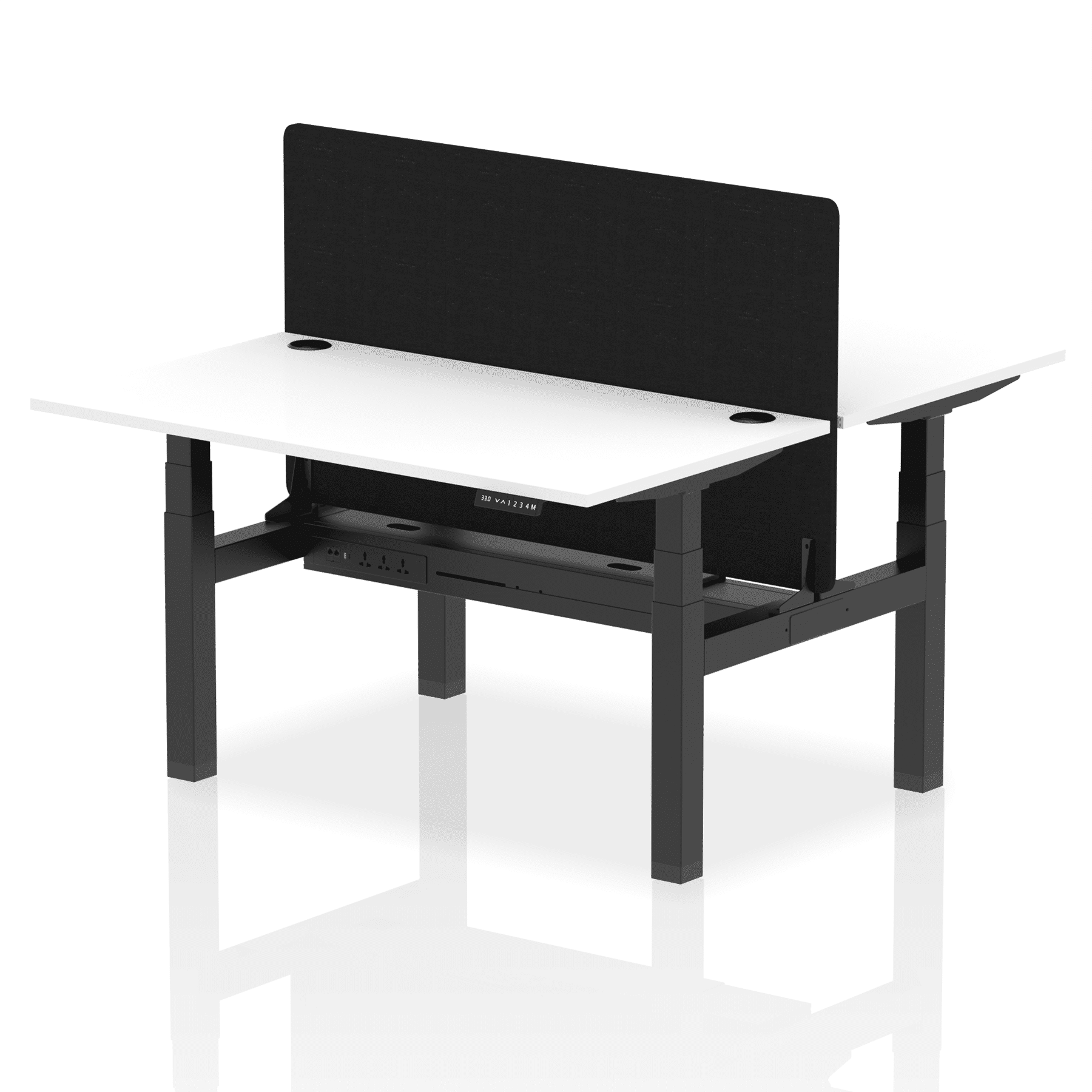 Air Back-to-Back Height Adjustable Bench Desk - 2 Person with Black Straight Screen - Image 34