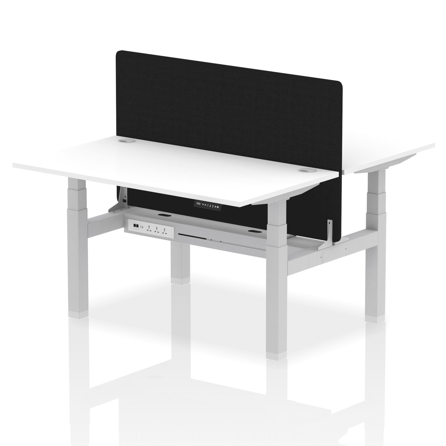 Air Back-to-Back Height Adjustable Bench Desk - 2 Person with Black Straight Screen - Image 35