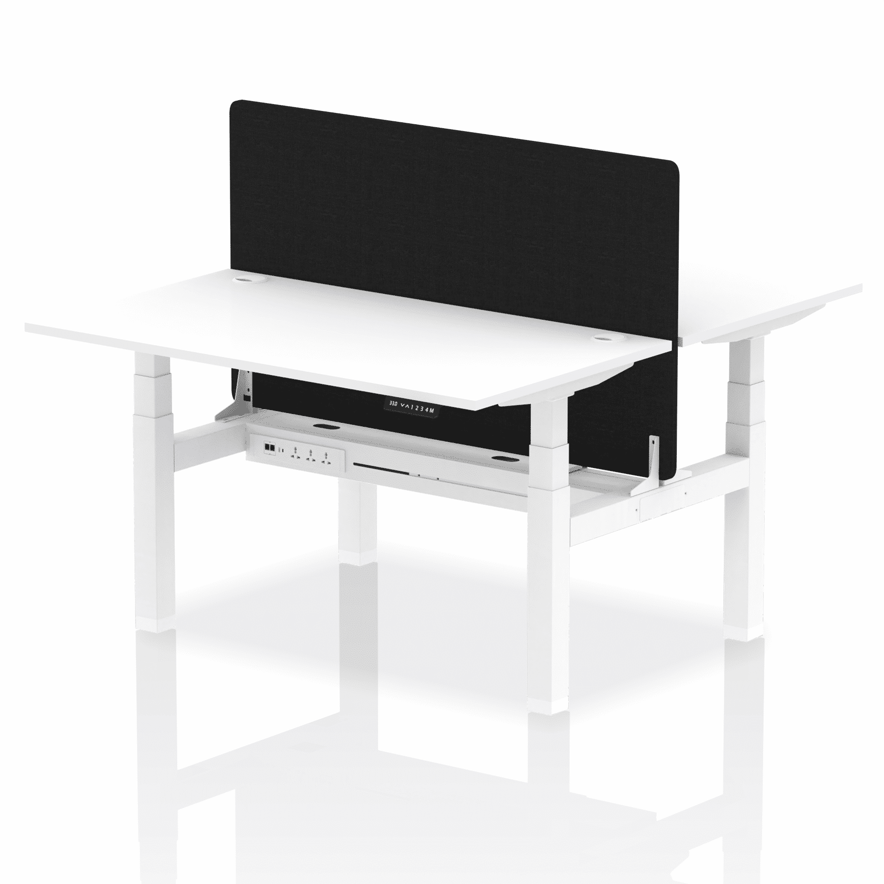 Air Back-to-Back Height Adjustable Bench Desk - 2 Person with Black Straight Screen - Image 36