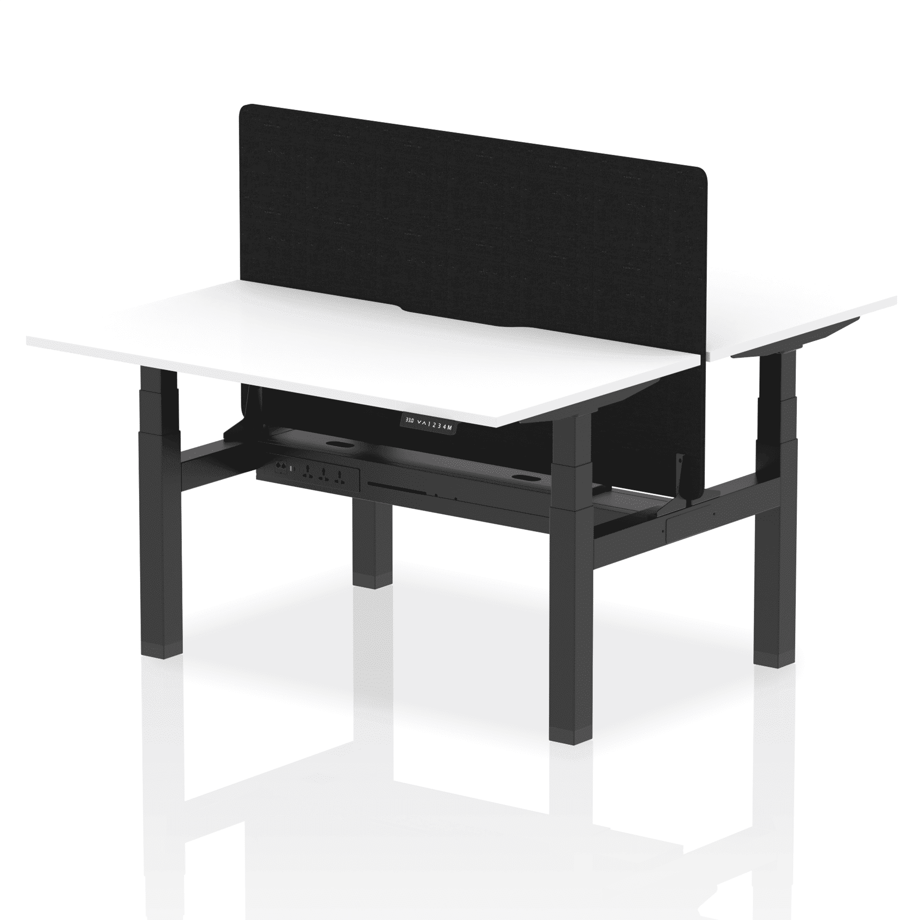 Air Back-to-Back Scalloped Edge Height Adjustable Bench Desk - 2 Person with Black Straight Screen - Image 34
