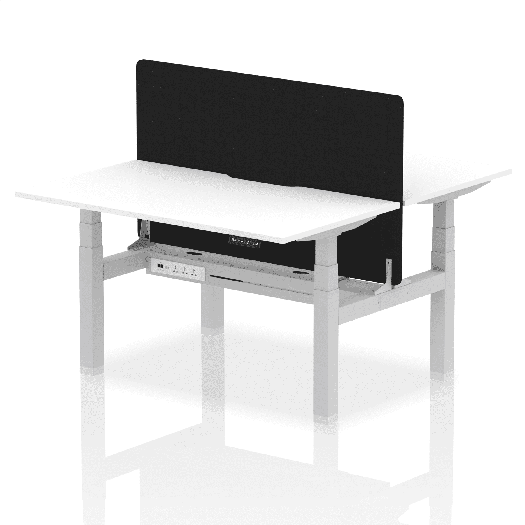 Air Back-to-Back Scalloped Edge Height Adjustable Bench Desk - 2 Person with Black Straight Screen - Image 35