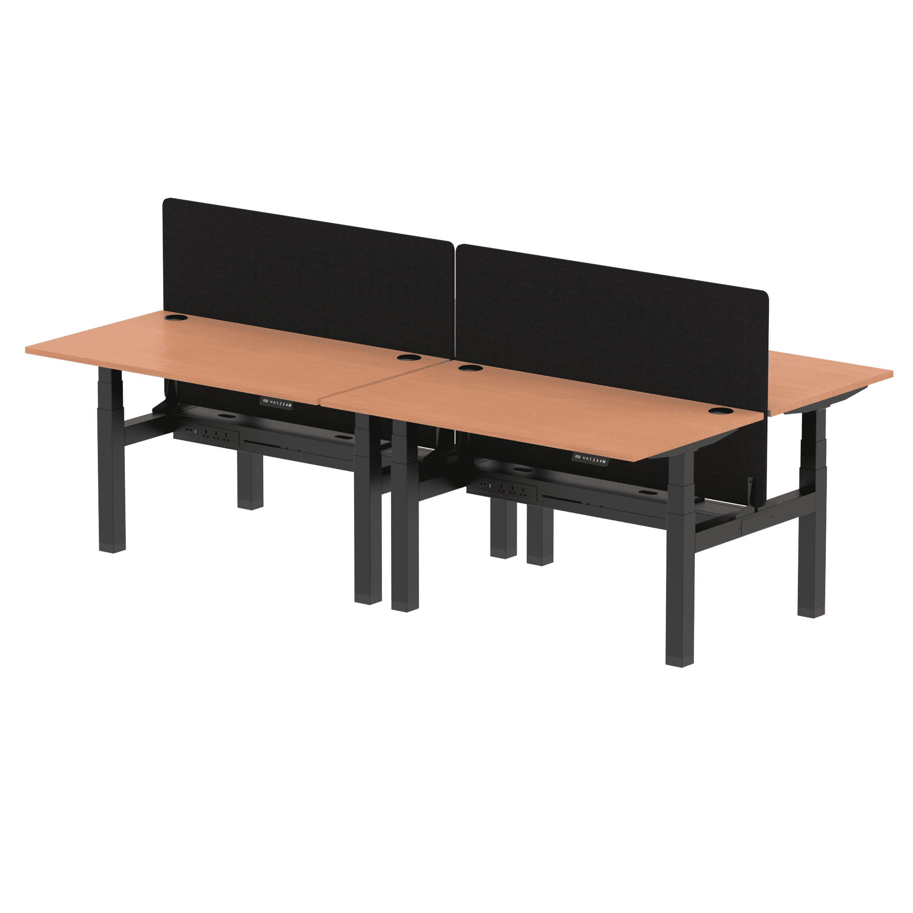 Air Back-to-Back Height Adjustable Bench Desk - 4 Person with Black Straight Screen - Image 19
