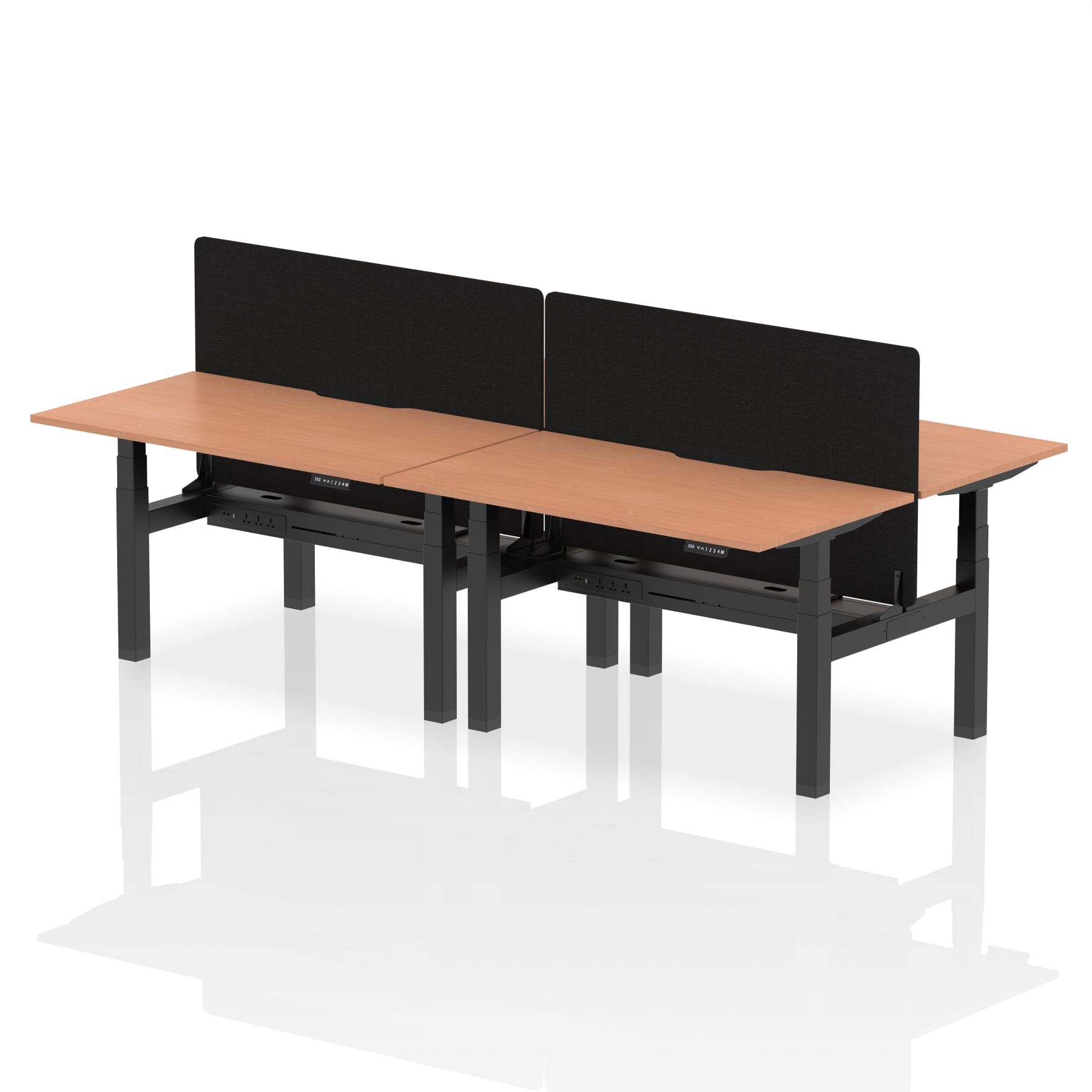 Air Back-to-Back Scalloped Edge Height Adjustable Bench Desk - 4 Person with Black Straight Screen - Image 19