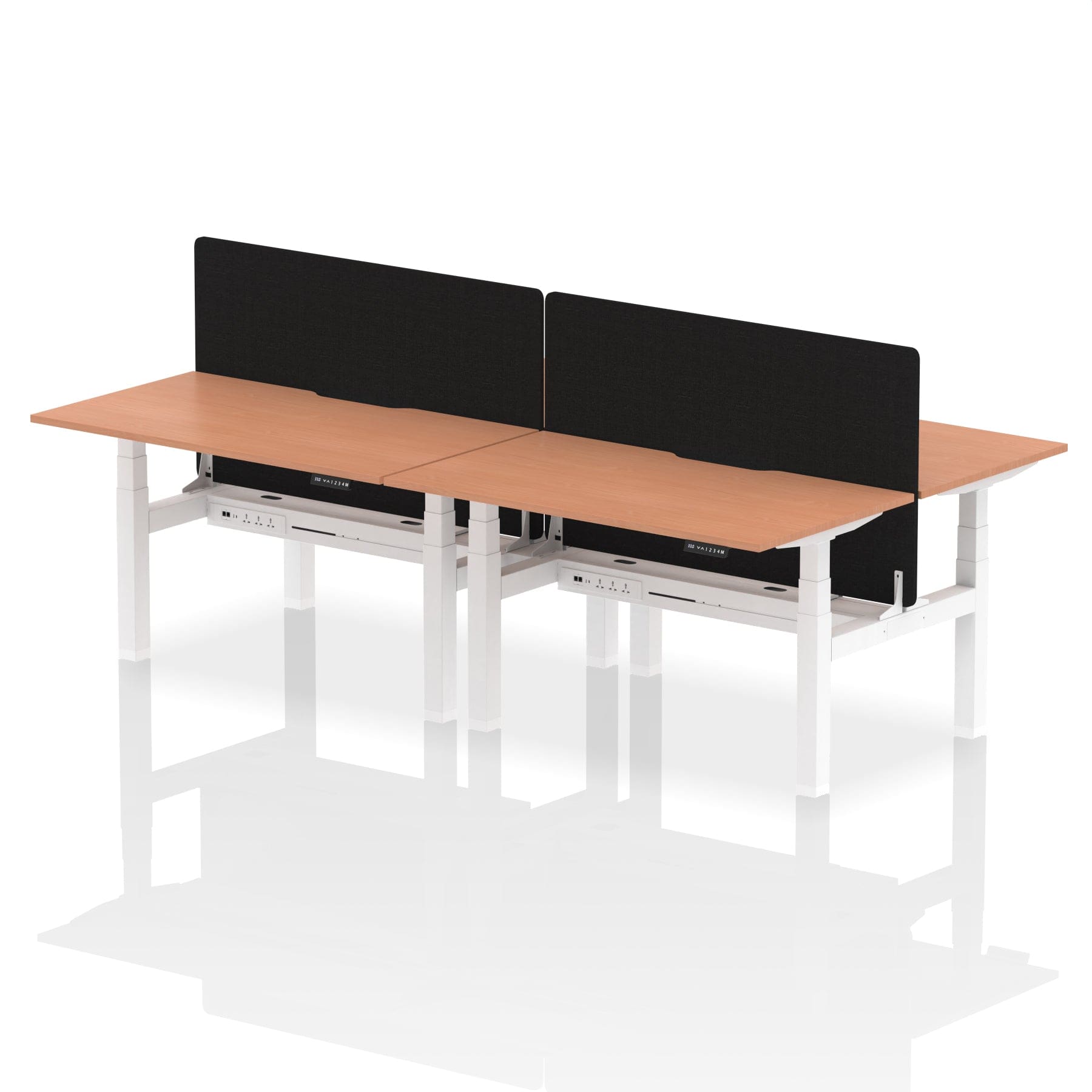 Air Back-to-Back Scalloped Edge Height Adjustable Bench Desk - 4 Person with Black Straight Screen - Image 21