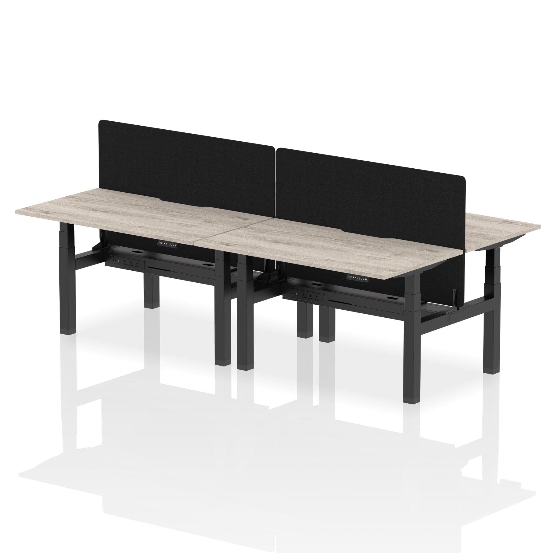 Air Back-to-Back Scalloped Edge Height Adjustable Bench Desk - 4 Person with Black Straight Screen - Image 22