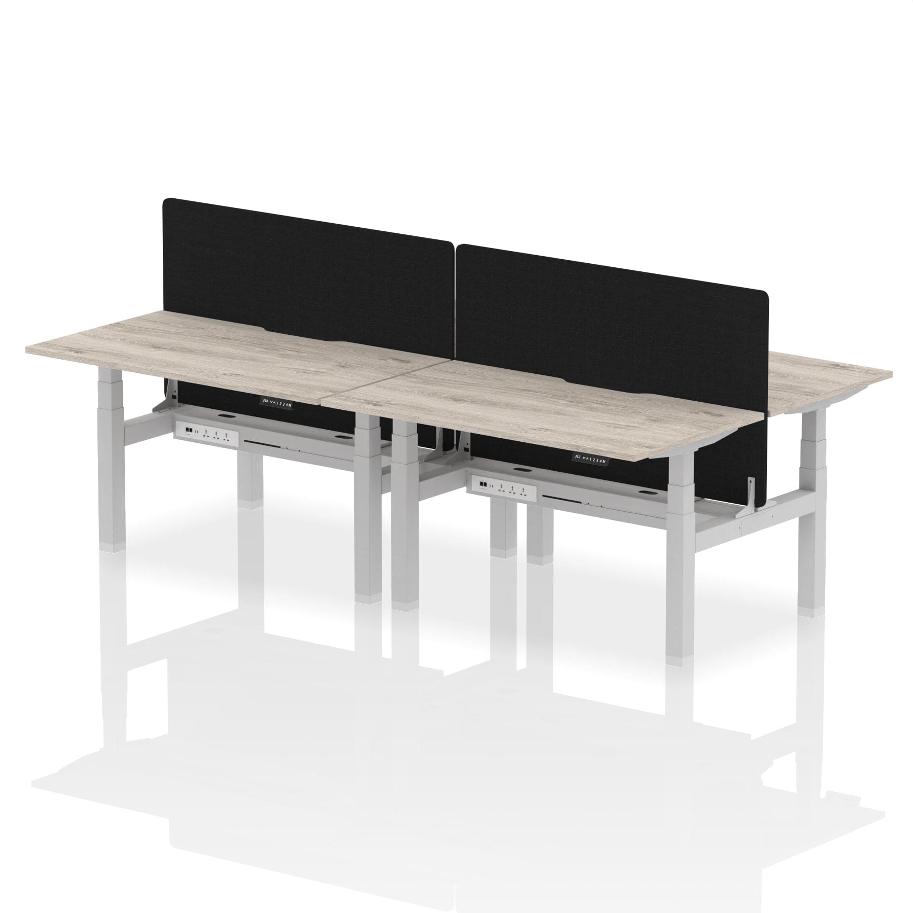 Air Back-to-Back Scalloped Edge Height Adjustable Bench Desk - 4 Person with Black Straight Screen - Image 23