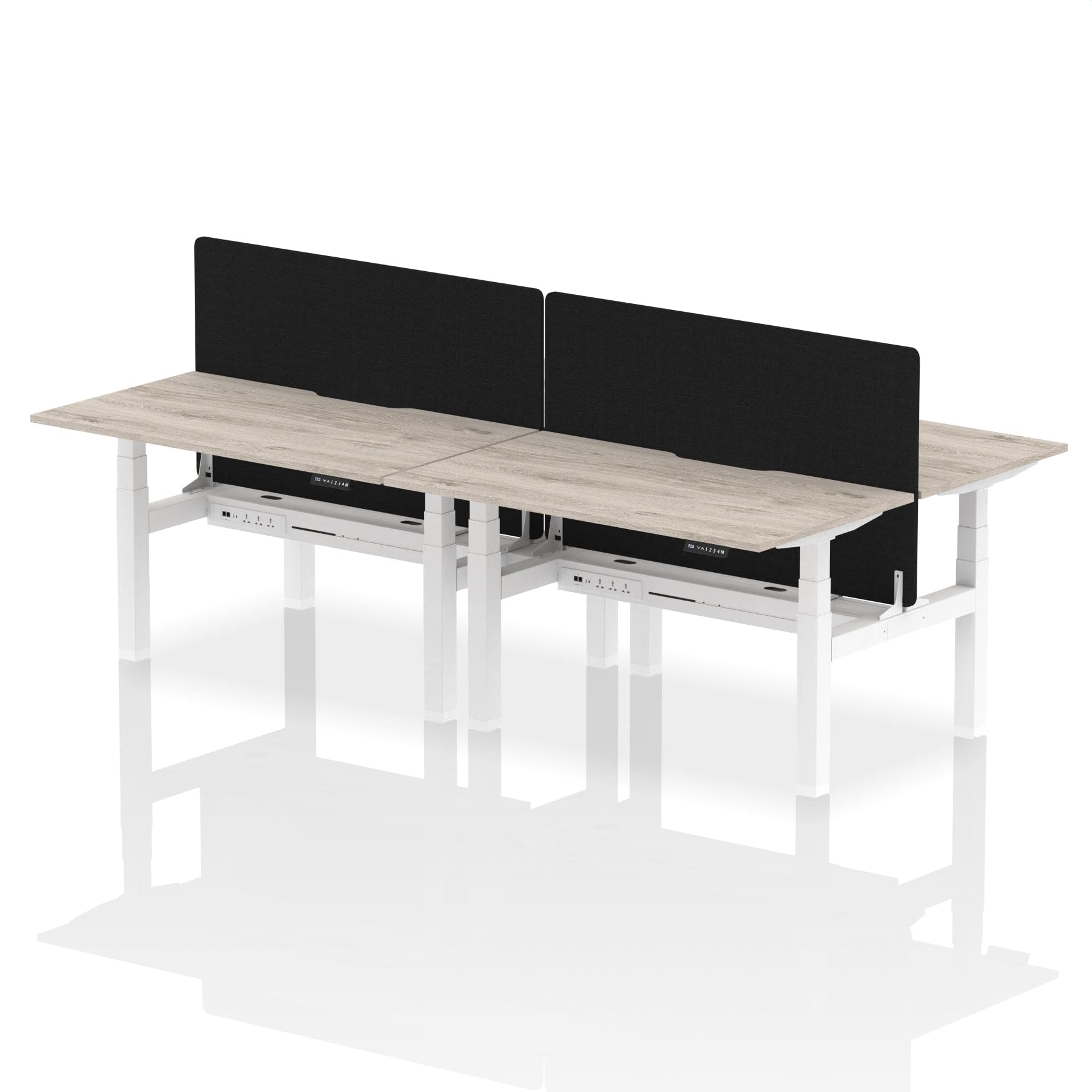 Air Back-to-Back Scalloped Edge Height Adjustable Bench Desk - 4 Person with Black Straight Screen - Image 24