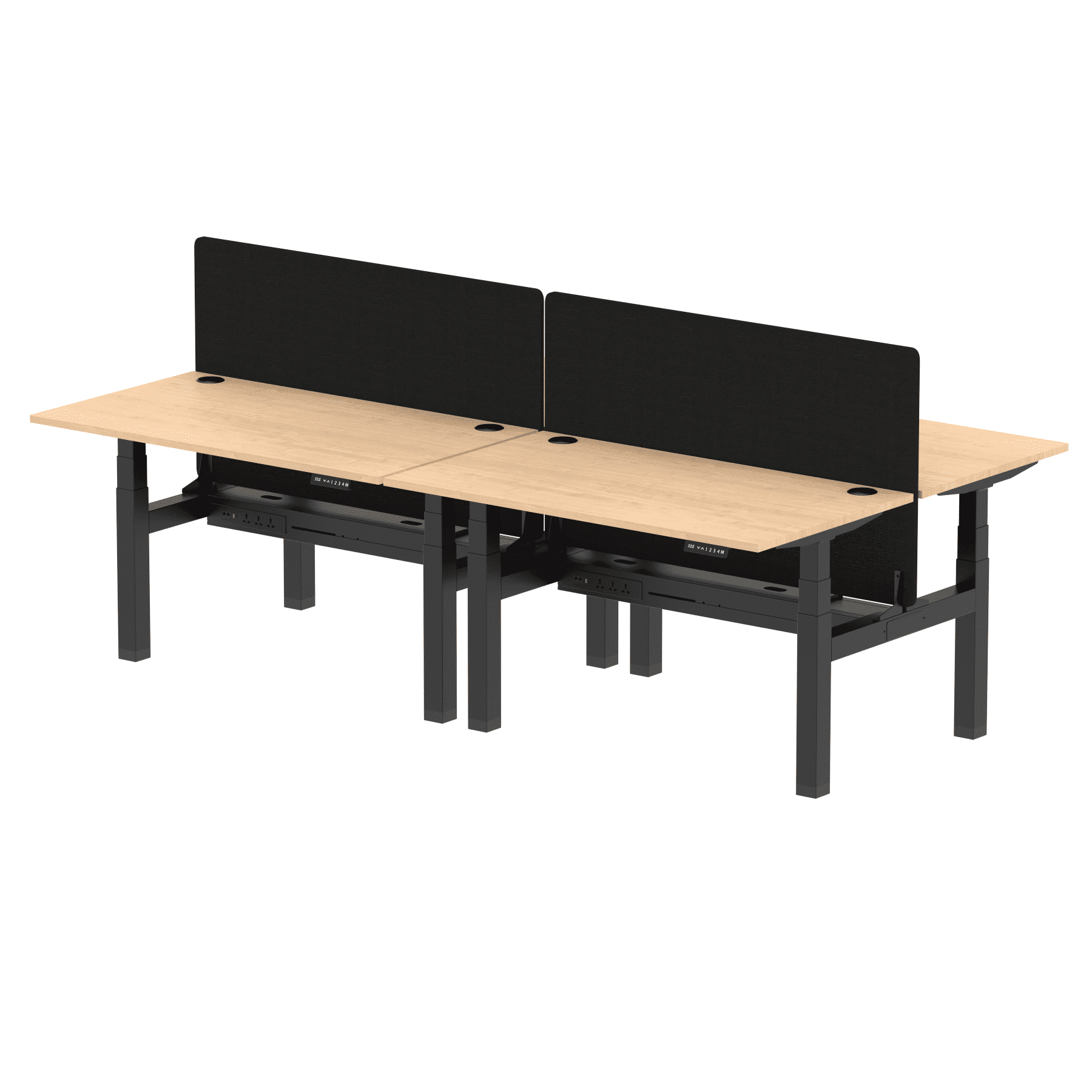 Air Back-to-Back Height Adjustable Bench Desk - 4 Person with Black Straight Screen - Image 25