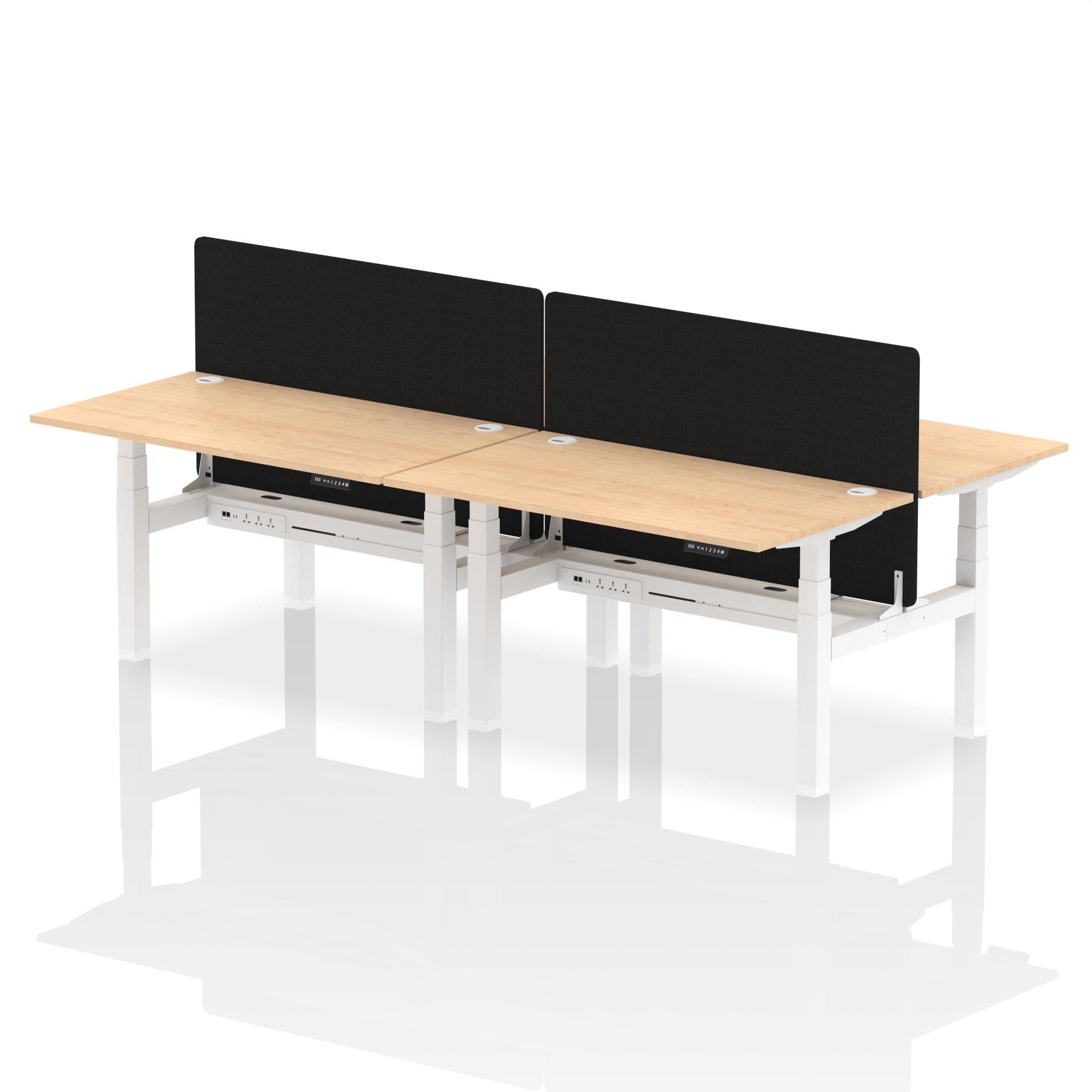 Air Back-to-Back Height Adjustable Bench Desk - 4 Person with Black Straight Screen - Image 27