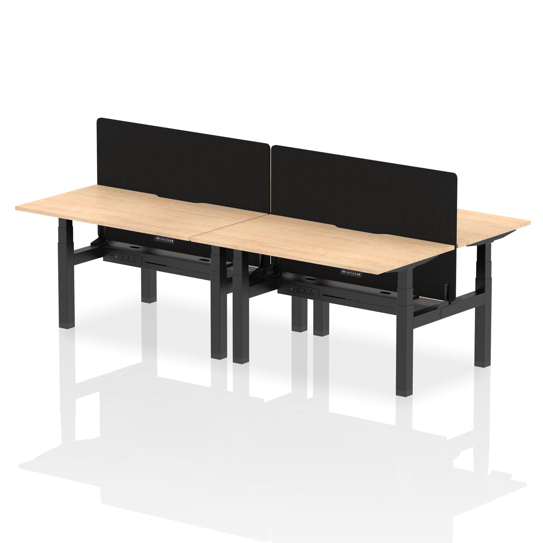 Air Back-to-Back Scalloped Edge Height Adjustable Bench Desk - 4 Person with Black Straight Screen - Image 25