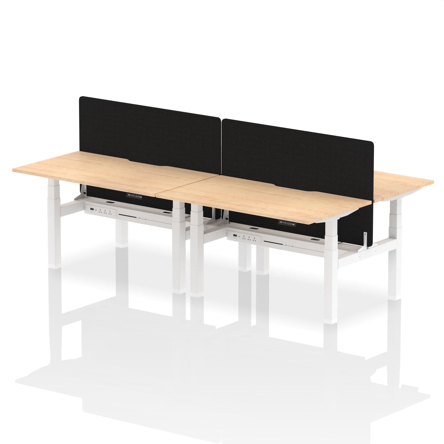 Air Back-to-Back Scalloped Edge Height Adjustable Bench Desk - 4 Person with Black Straight Screen - Image 27