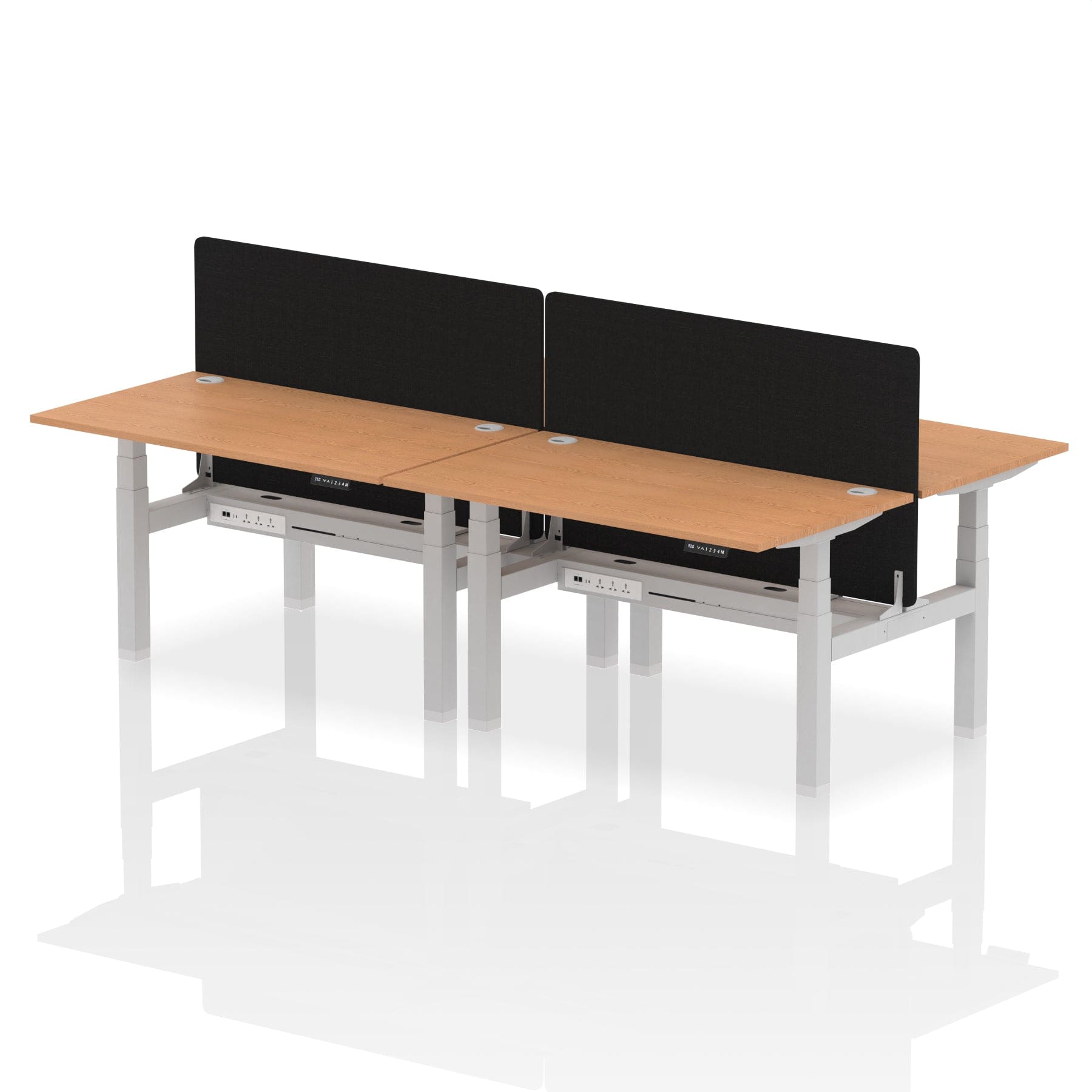 Air Back-to-Back Height Adjustable Bench Desk - 4 Person with Black Straight Screen - Image 29
