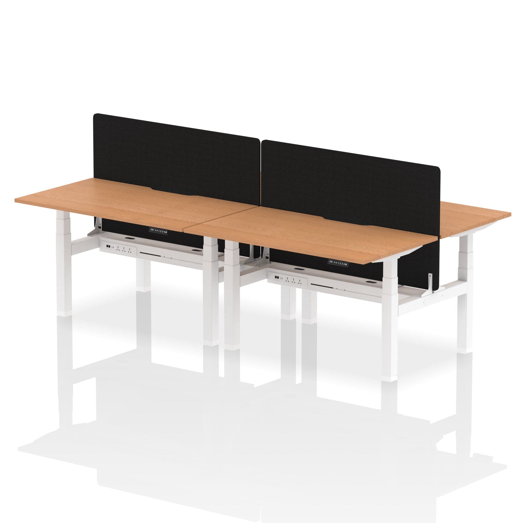 Air Back-to-Back Scalloped Edge Height Adjustable Bench Desk - 4 Person with Black Straight Screen - Image 30