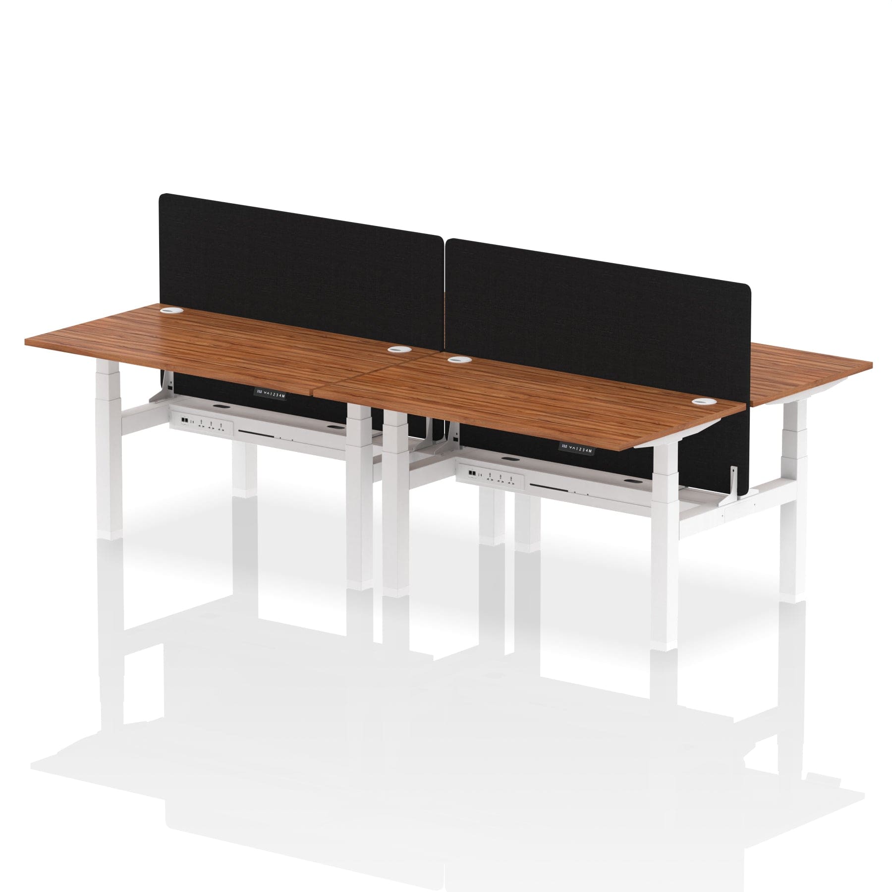 Air Back-to-Back Height Adjustable Bench Desk - 4 Person with Black Straight Screen - Image 33