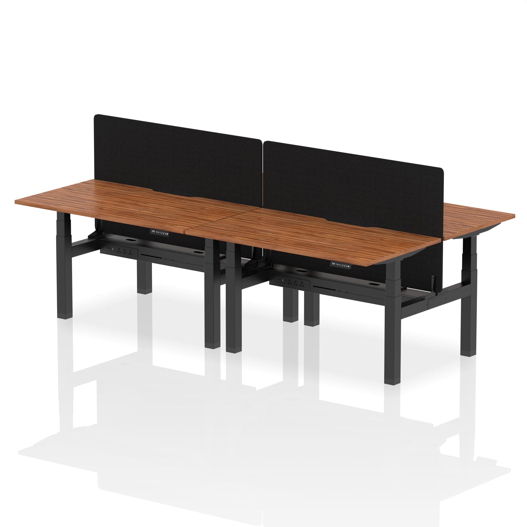 Air Back-to-Back Scalloped Edge Height Adjustable Bench Desk - 4 Person with Black Straight Screen - Image 31