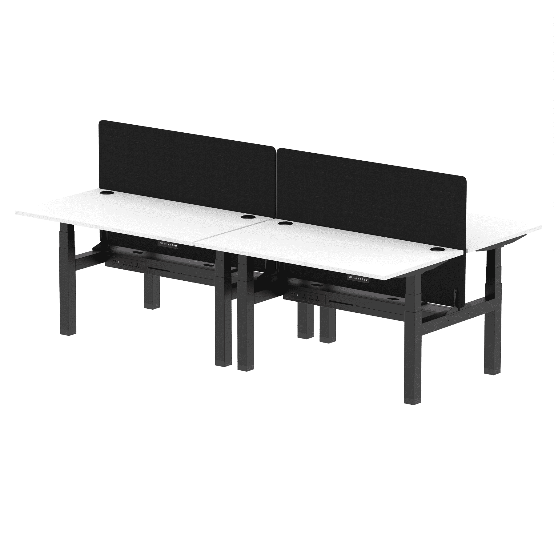 Air Back-to-Back Height Adjustable Bench Desk - 4 Person with Black Straight Screen - Image 34