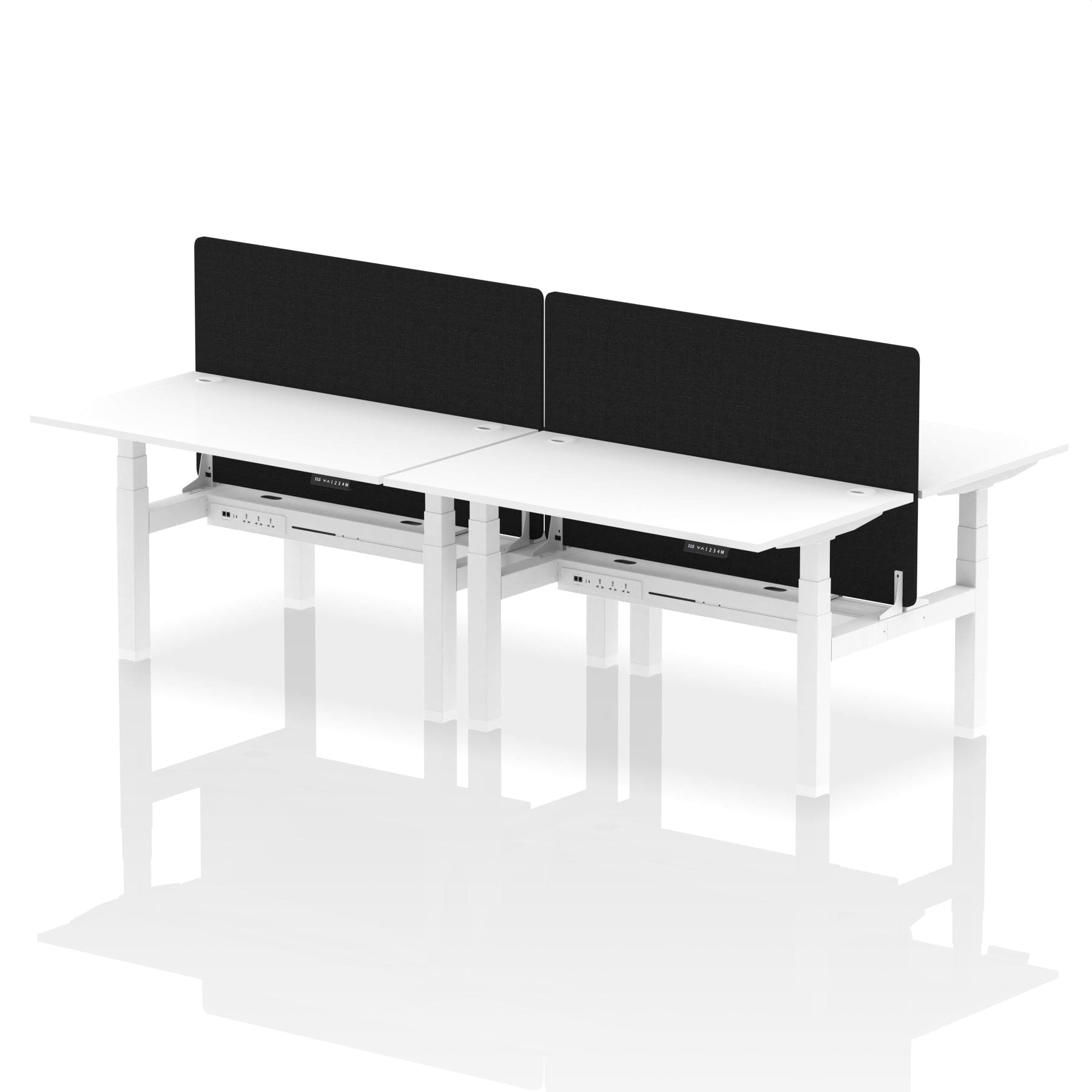Air Back-to-Back Height Adjustable Bench Desk - 4 Person with Black Straight Screen - Image 36