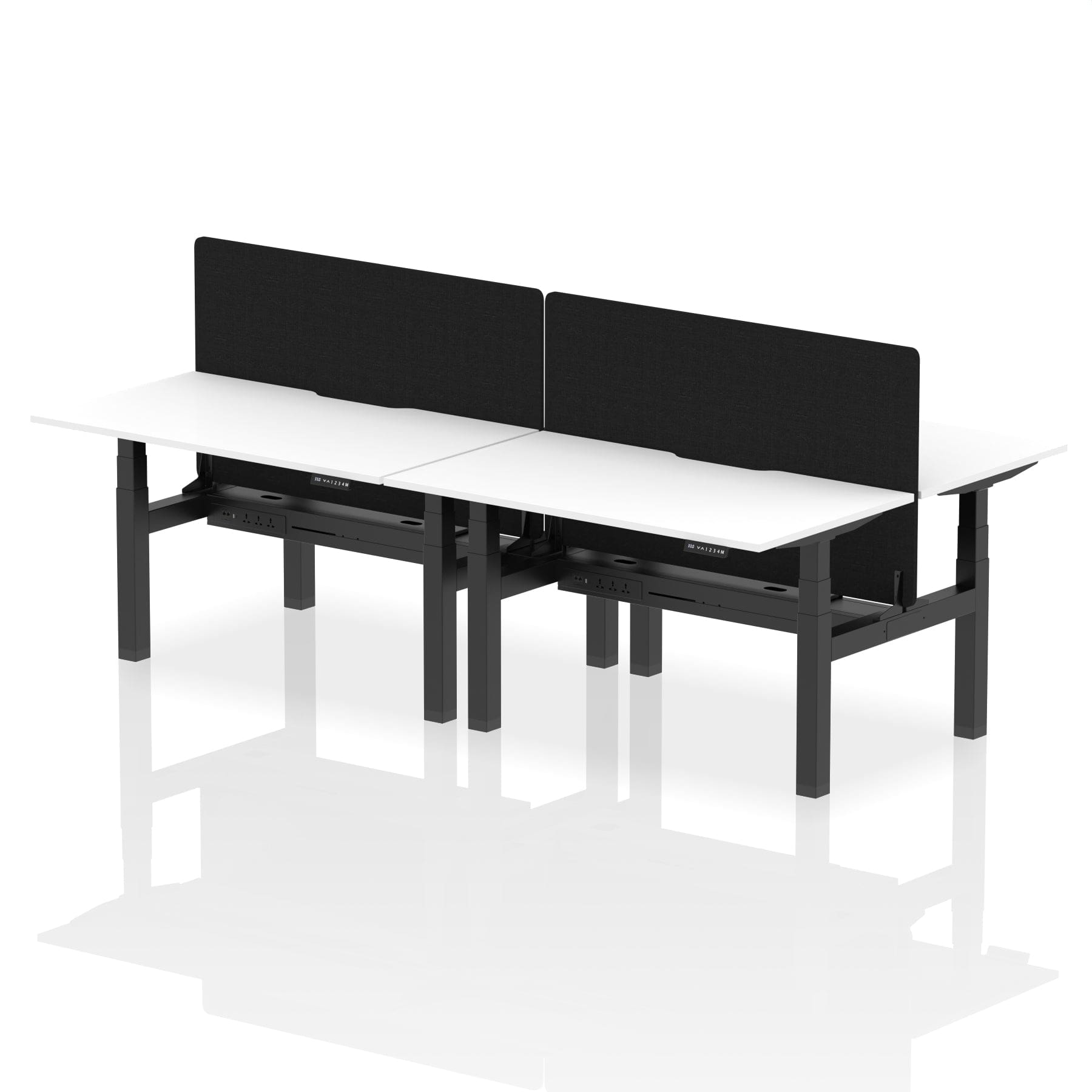 Air Back-to-Back Scalloped Edge Height Adjustable Bench Desk - 4 Person with Black Straight Screen - Image 34