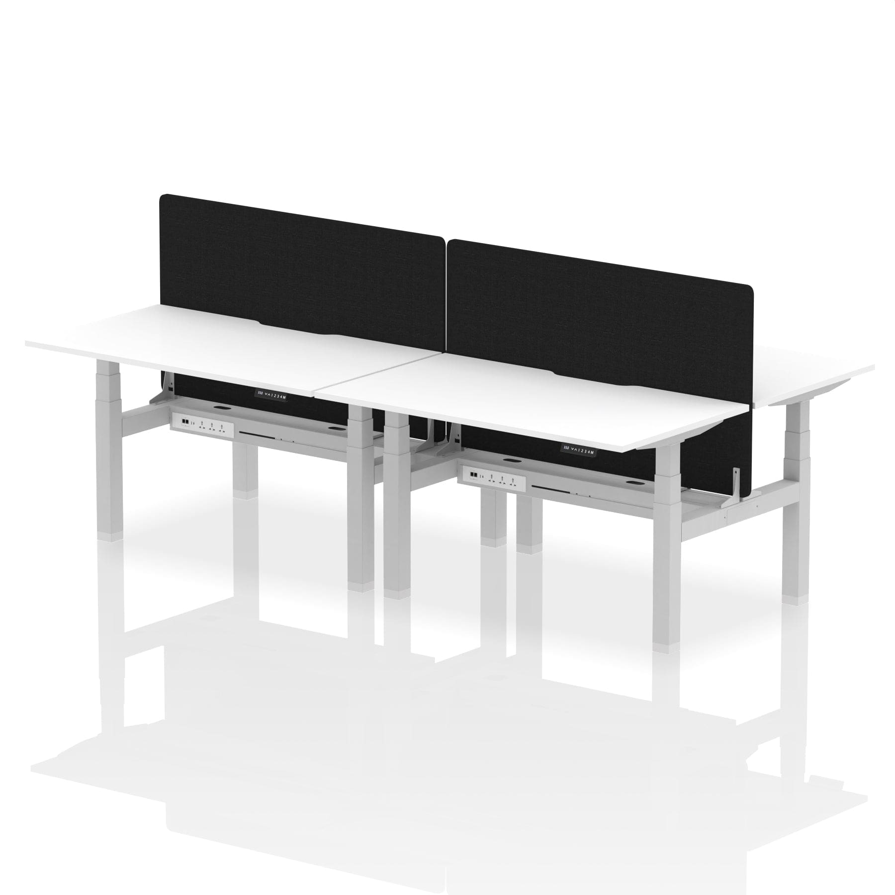 Air Back-to-Back Scalloped Edge Height Adjustable Bench Desk - 4 Person with Black Straight Screen - Image 35
