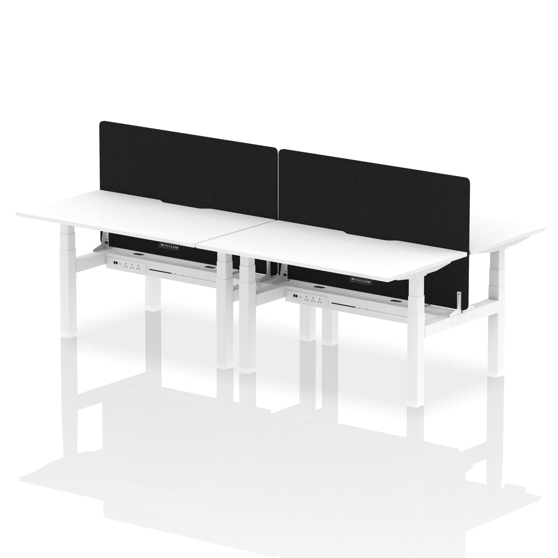 Air Back-to-Back Scalloped Edge Height Adjustable Bench Desk - 4 Person with Black Straight Screen - Image 36