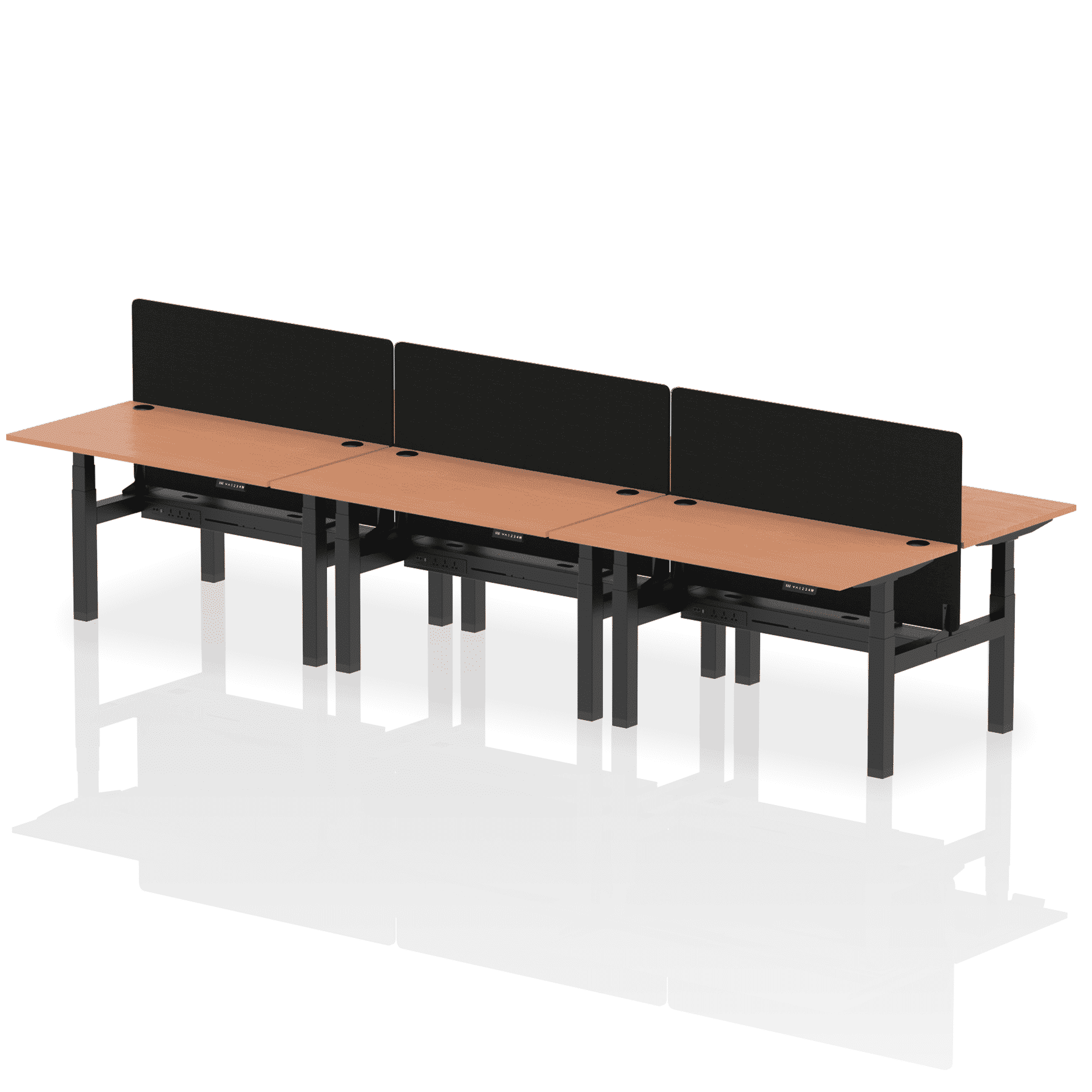 Air Back-to-Back Height Adjustable Bench Desk - 6 Person with Black Straight Screen - Image 19