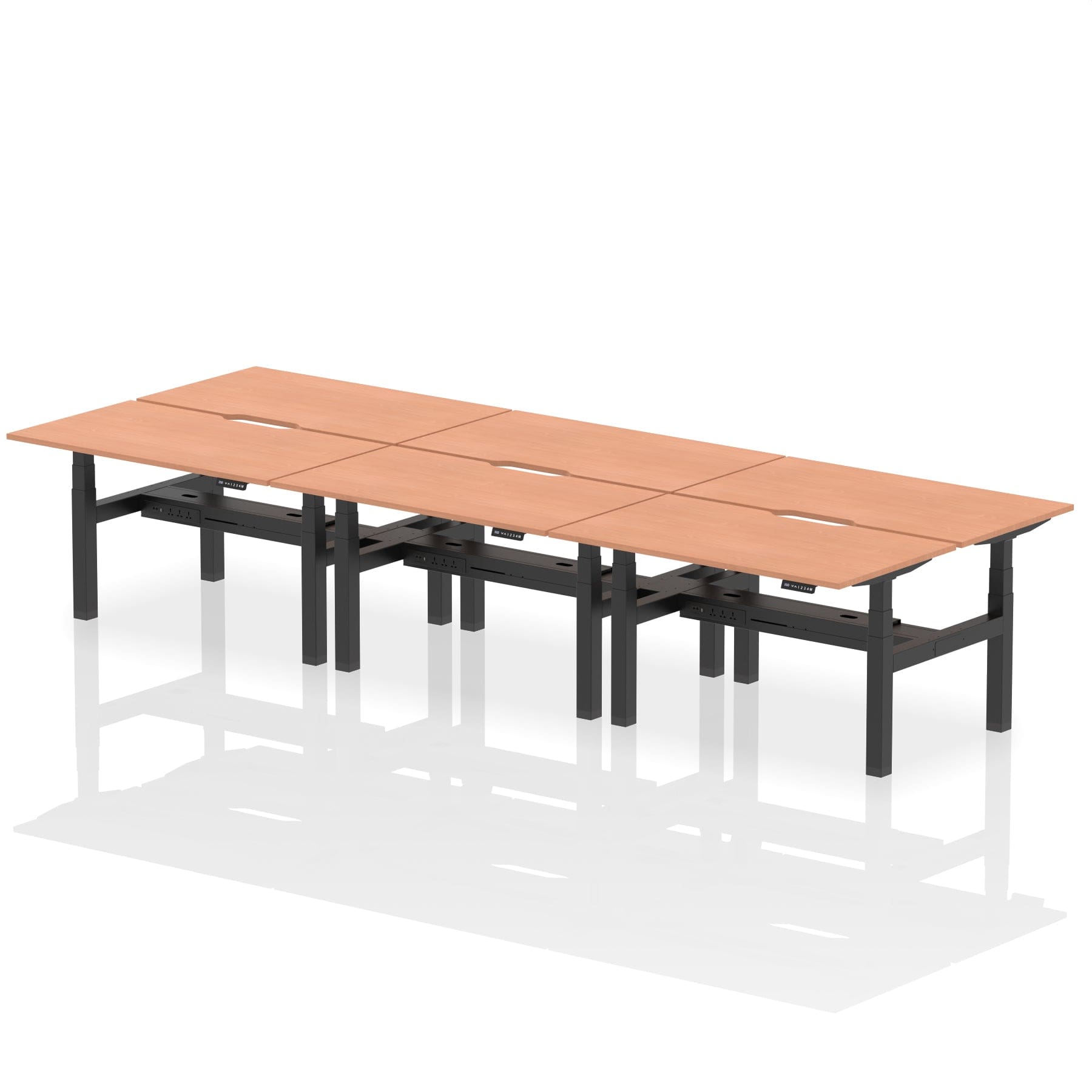 Air Back-to-Back Scalloped Edge Height Adjustable Bench Desk - 6 Person - Image 19