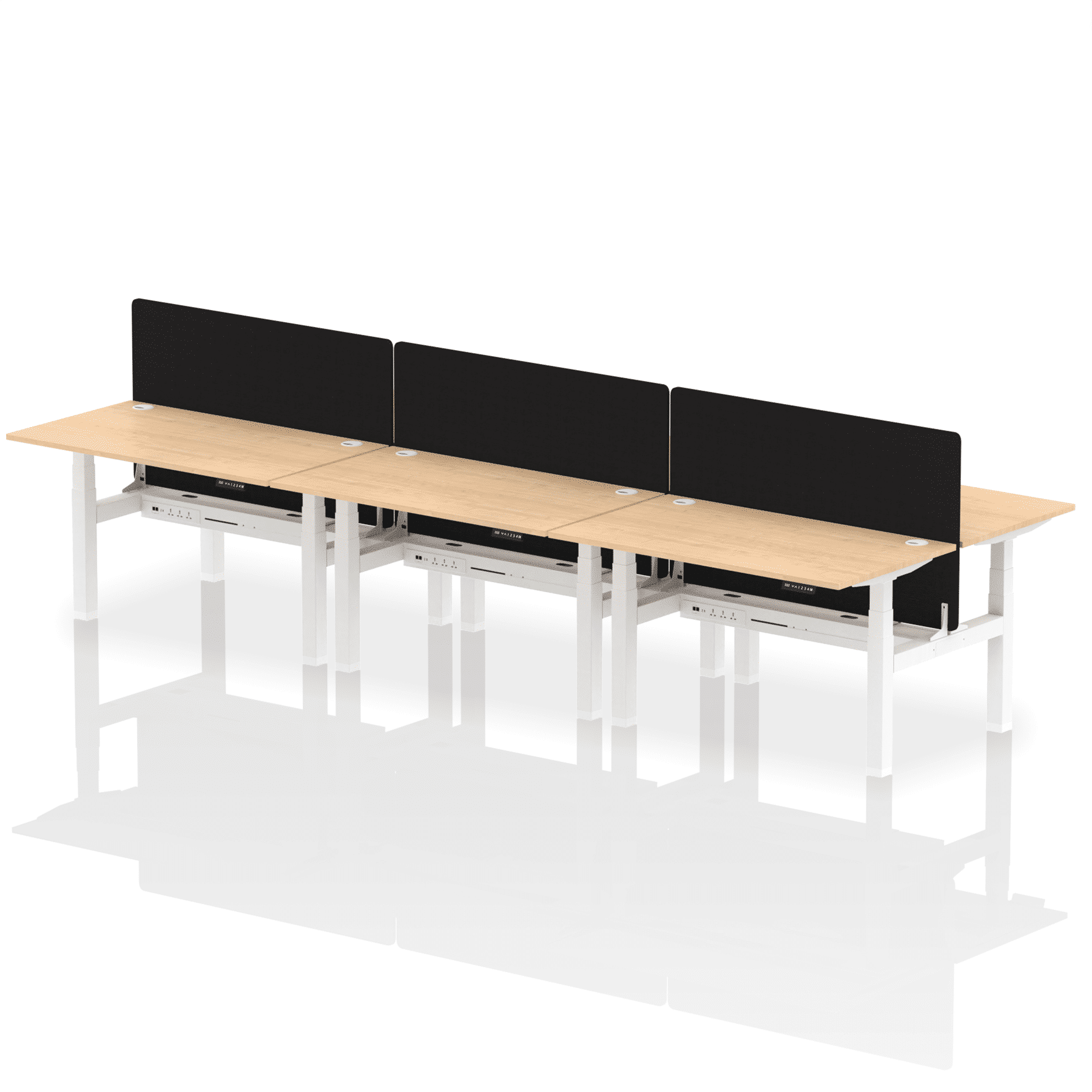Air Back-to-Back Height Adjustable Bench Desk - 6 Person with Black Straight Screen - Image 27