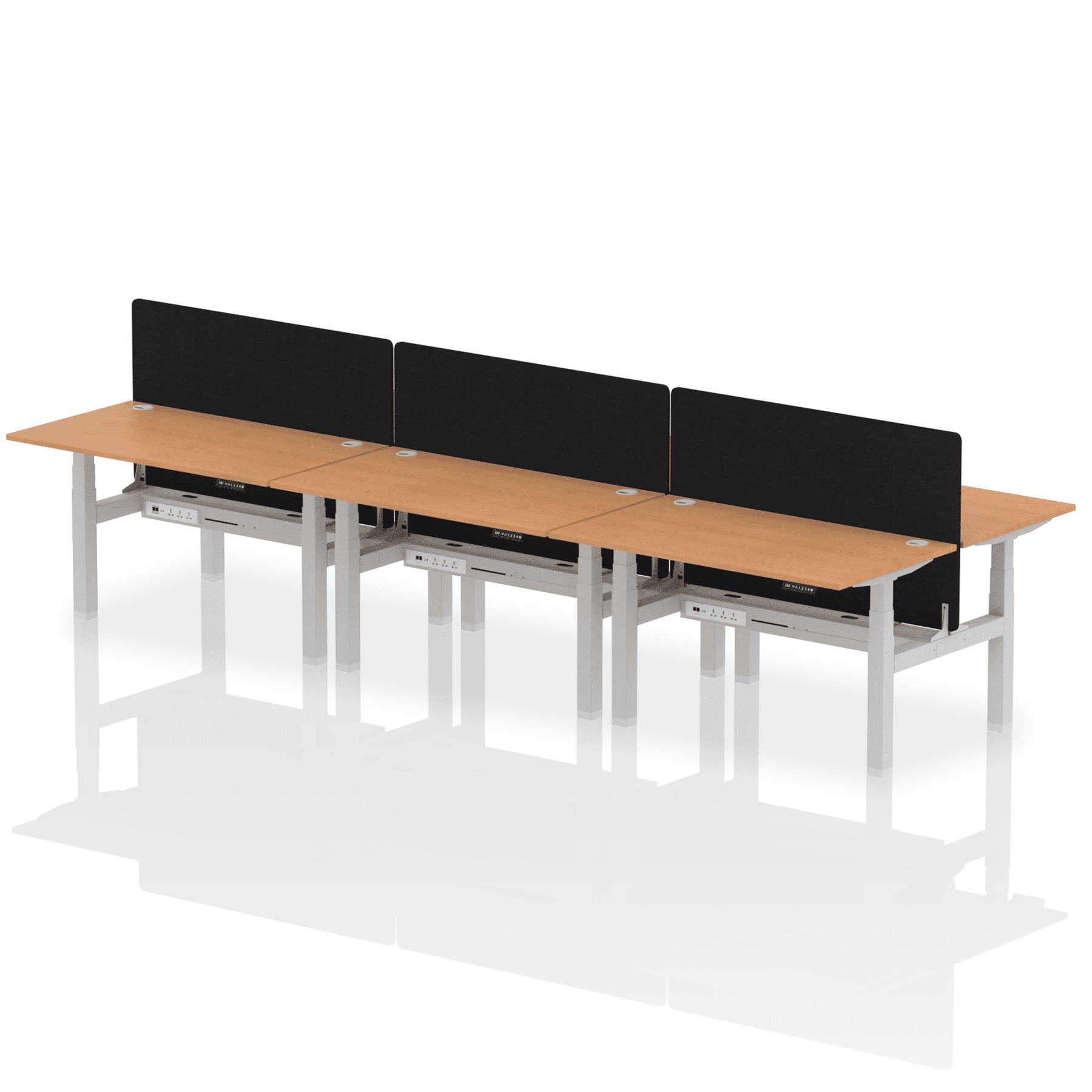 Air Back-to-Back Height Adjustable Bench Desk - 6 Person with Black Straight Screen - Image 29