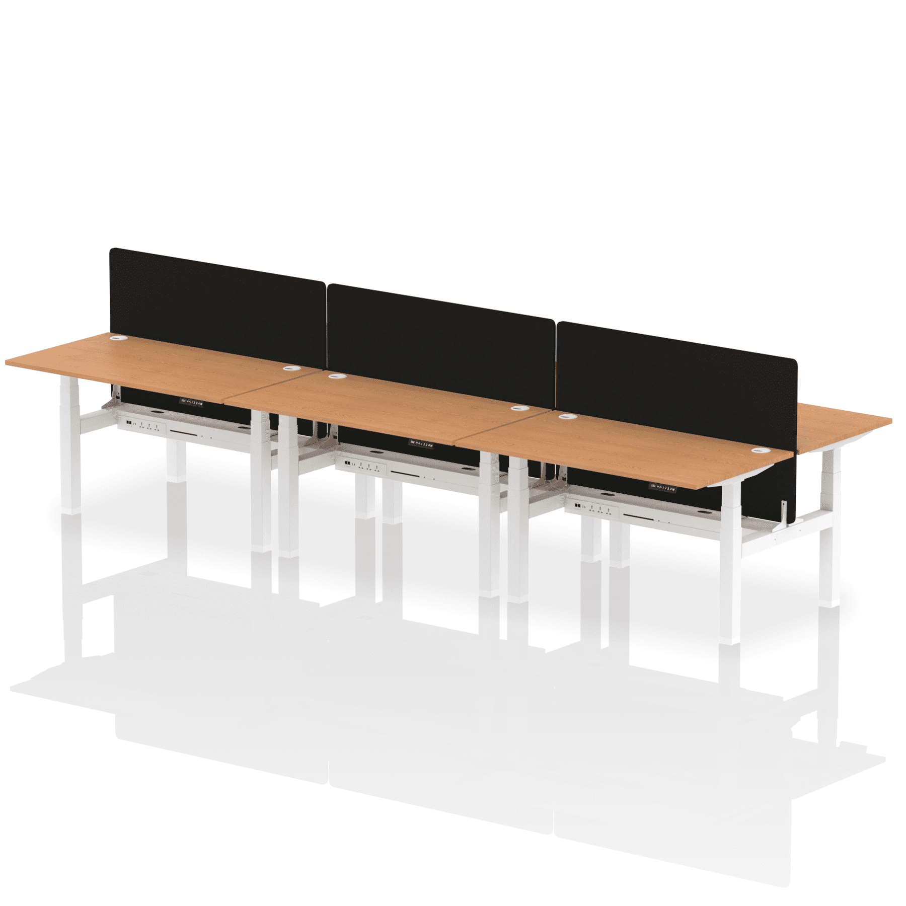 Air Back-to-Back Height Adjustable Bench Desk - 6 Person with Black Straight Screen - Image 30