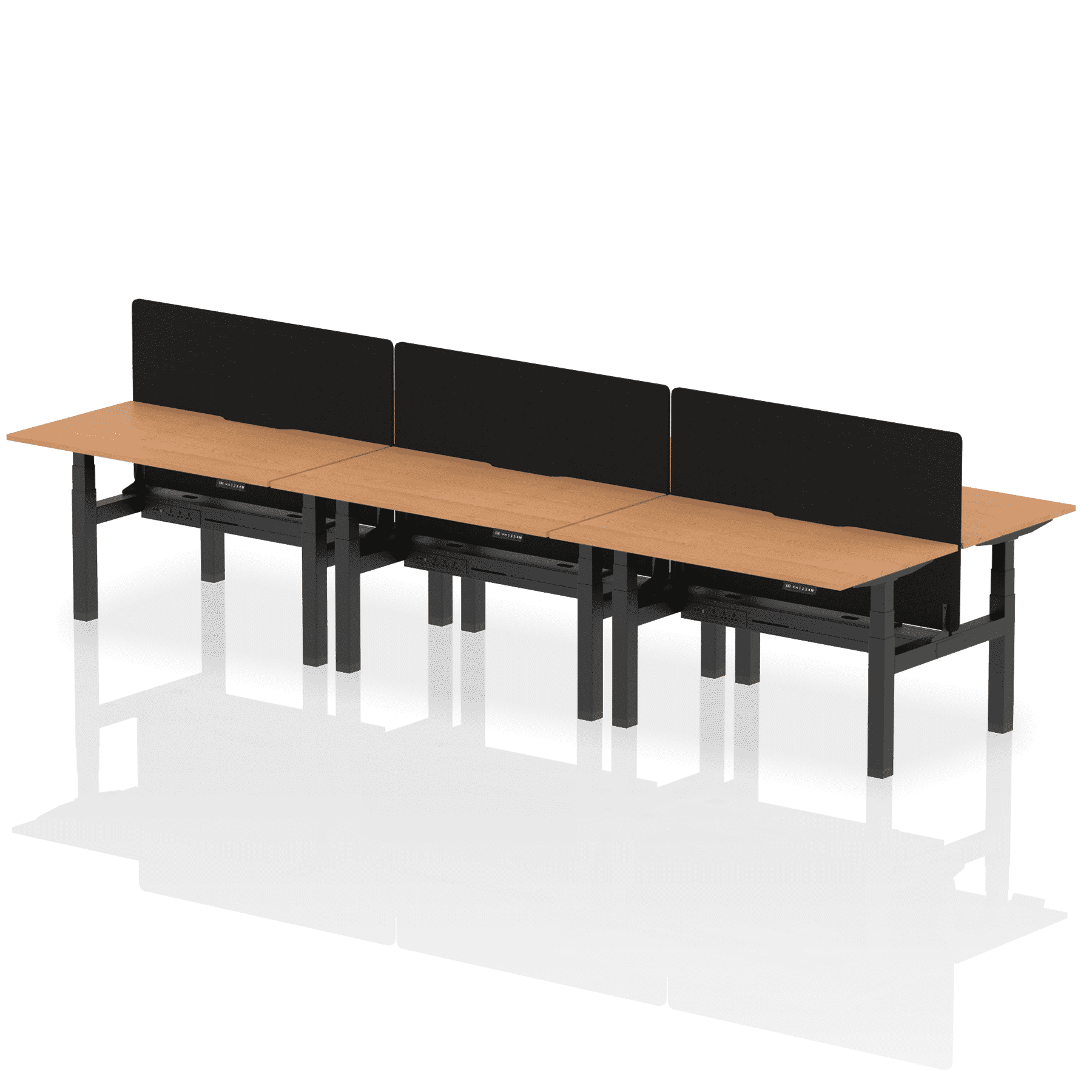 Air Back-to-Back Scalloped Edge Height Adjustable Bench Desk - 6 Person with Black Straight Screen - Image 28
