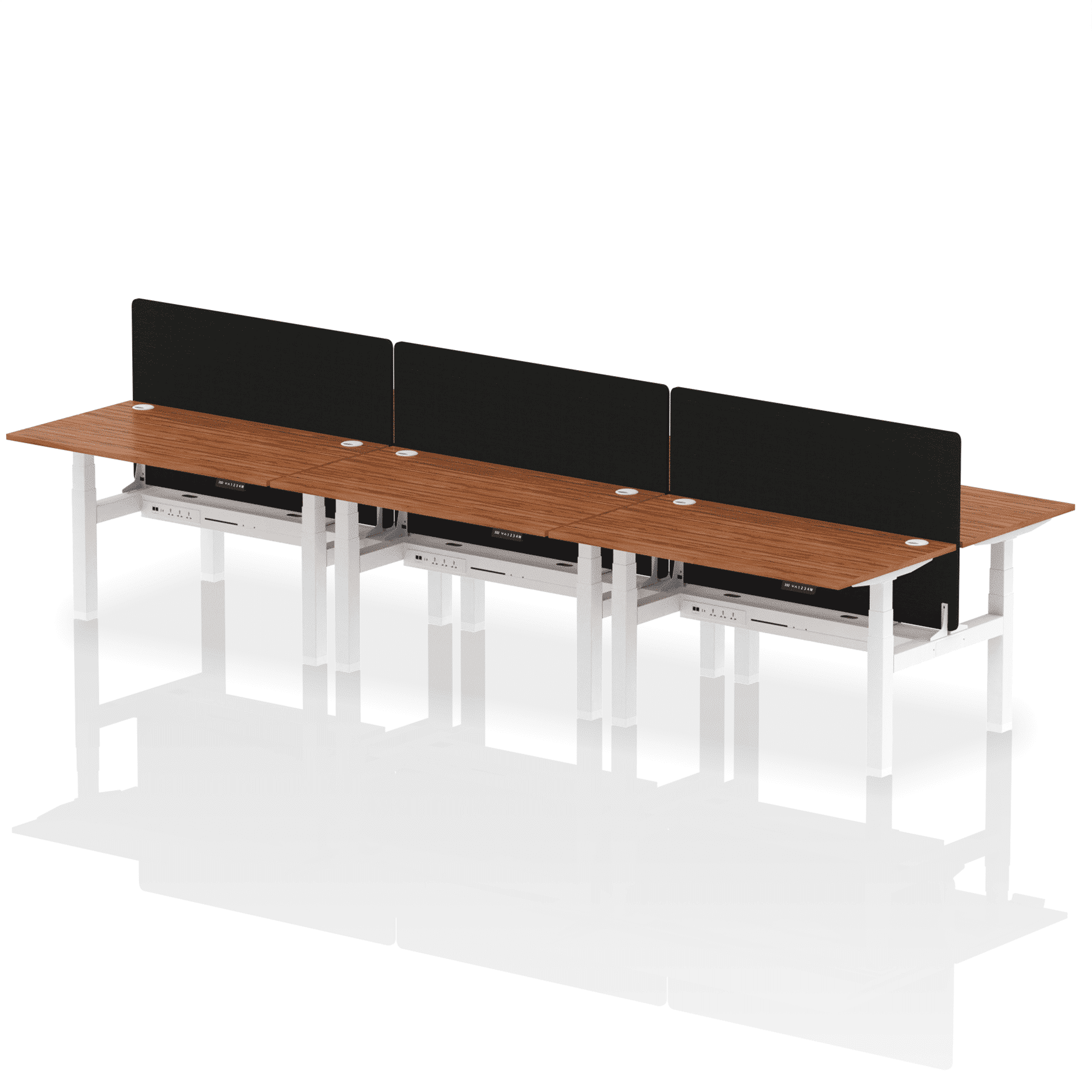 Air Back-to-Back Height Adjustable Bench Desk - 6 Person with Black Straight Screen - Image 33