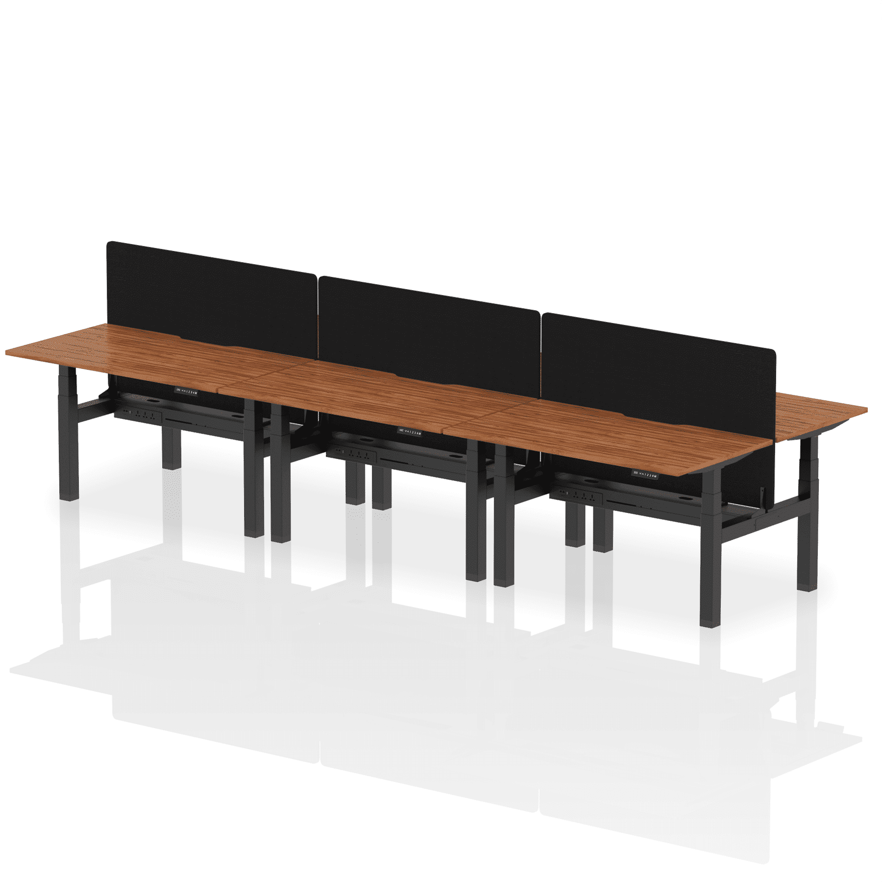 Air Back-to-Back Scalloped Edge Height Adjustable Bench Desk - 6 Person with Black Straight Screen - Image 31